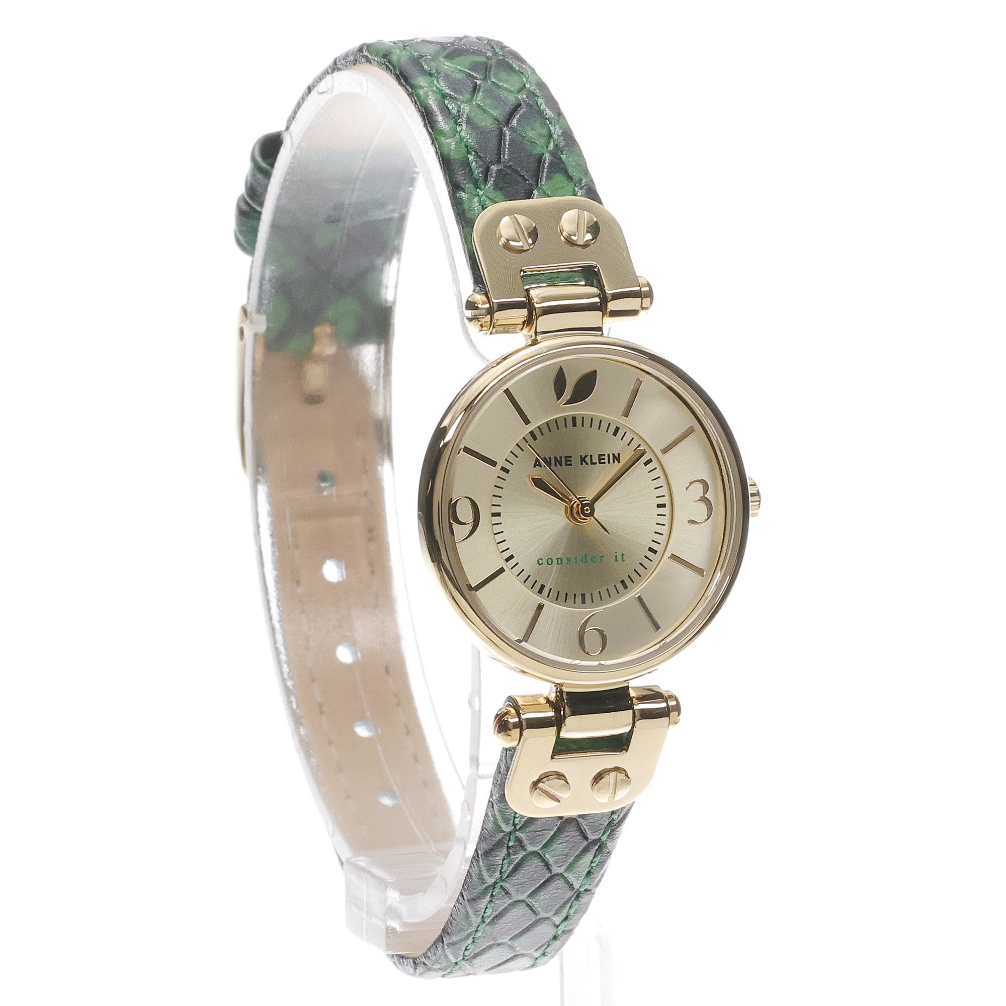 Anne Klein AK-5144CHGN Consider It Sustainable Leather Strap Watch zegarek fashion-modowy Bransoleta - miniatura 3