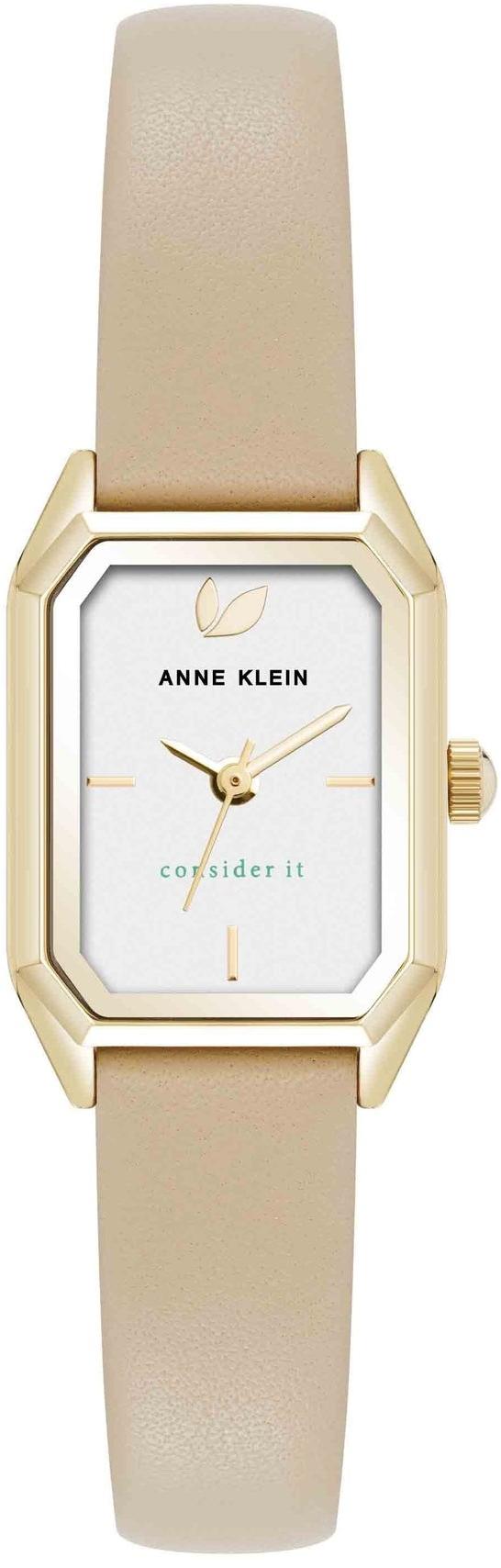 Anne Klein Consider It Octagonal Leather Band Watch AK-5148SVBG