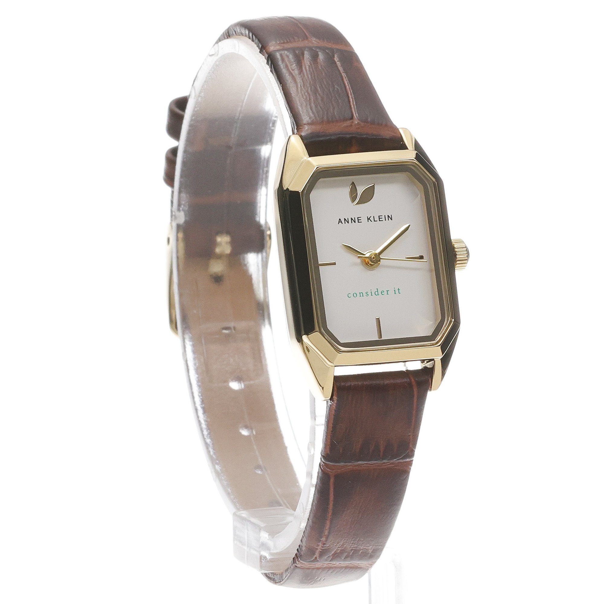 Anne Klein AK-5148SVBN Consider It Octagonal Leather Band Watch zegarek klasyczny Pasek - miniatura 3