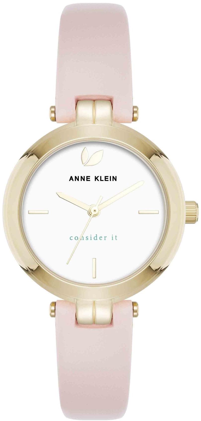 Anne Klein Consider It Round Sustainable Leather Band Watch AK-5150SVBH