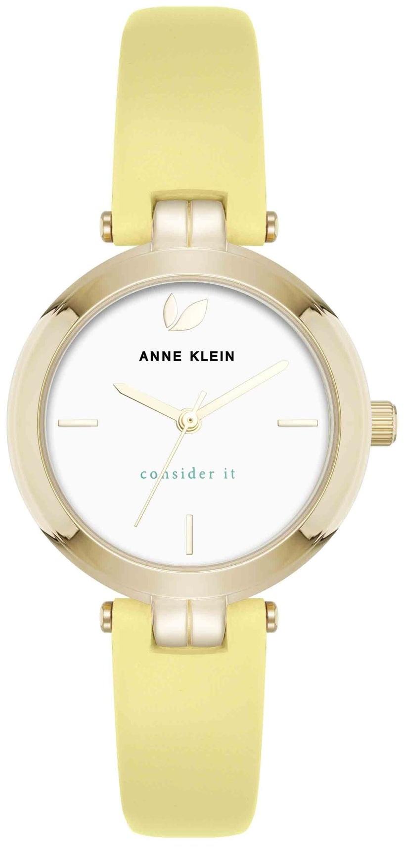 Anne Klein Consider It Round Sustainable Leather Band Watch AK-5150SVYL