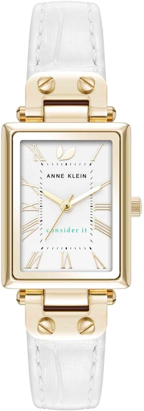Anne Klein Consider It Rectangular Case Leather Watch AK-5152SVWT