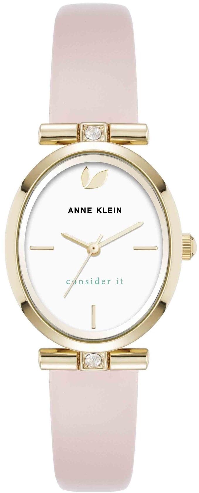Anne Klein Consider It Oval Case Leather Watch AK-5154SVBH