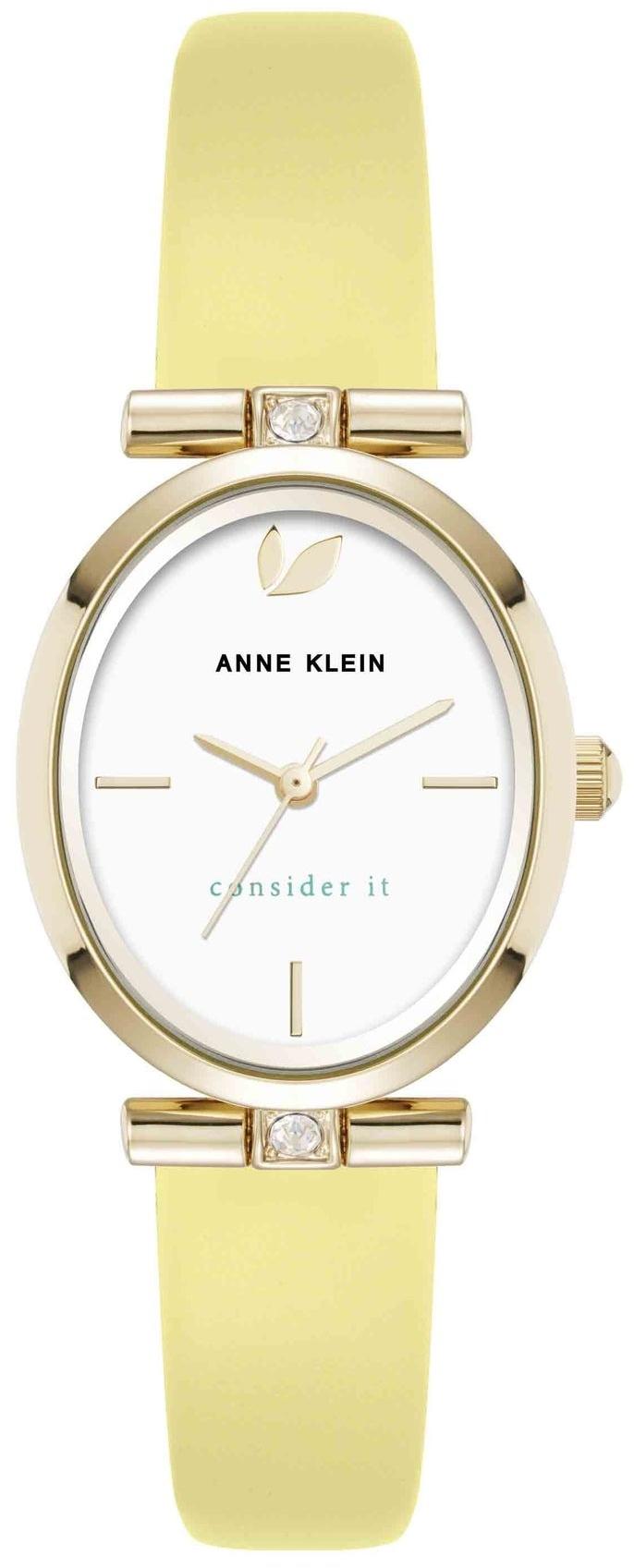 Anne Klein Consider It Oval Case Leather Watch AK-5154SVYL