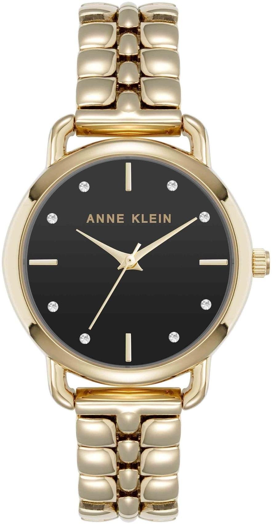 Anne Klein Signature Round Crystal Accented Dial Watch AK-5234BKGB