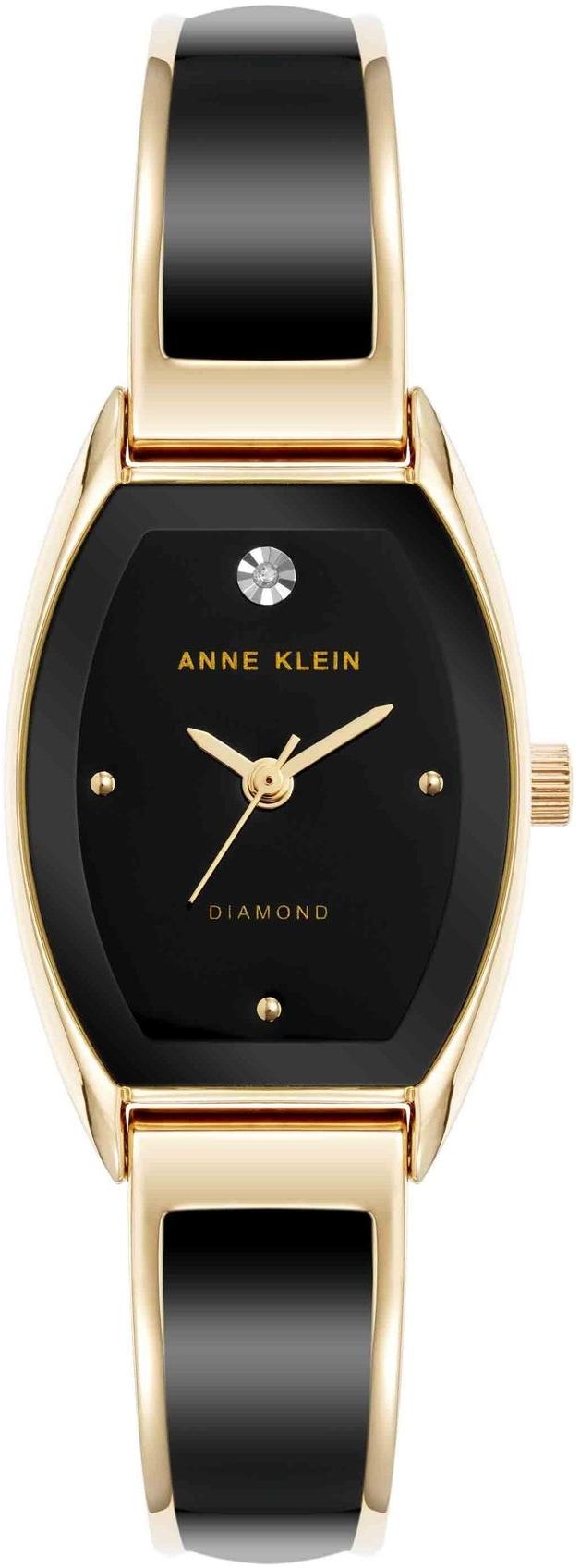 Anne Klein Cushion Case Diamond Dial Bangle Watch AK-5238BKGB