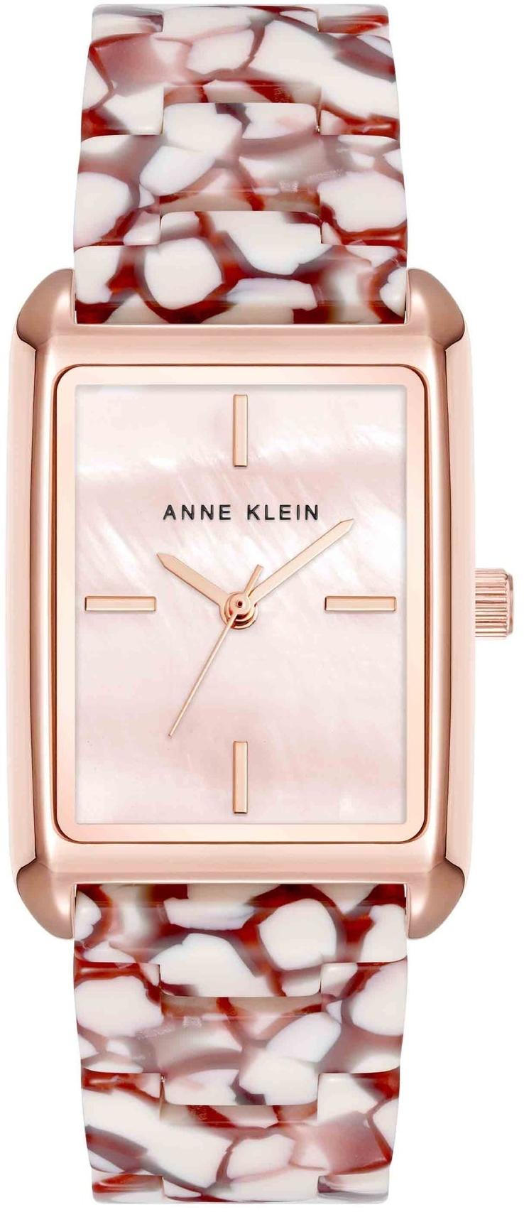 Anne Klein Delicate Rectangular Acetate Link Bracelet Watch AK-5290RGLP