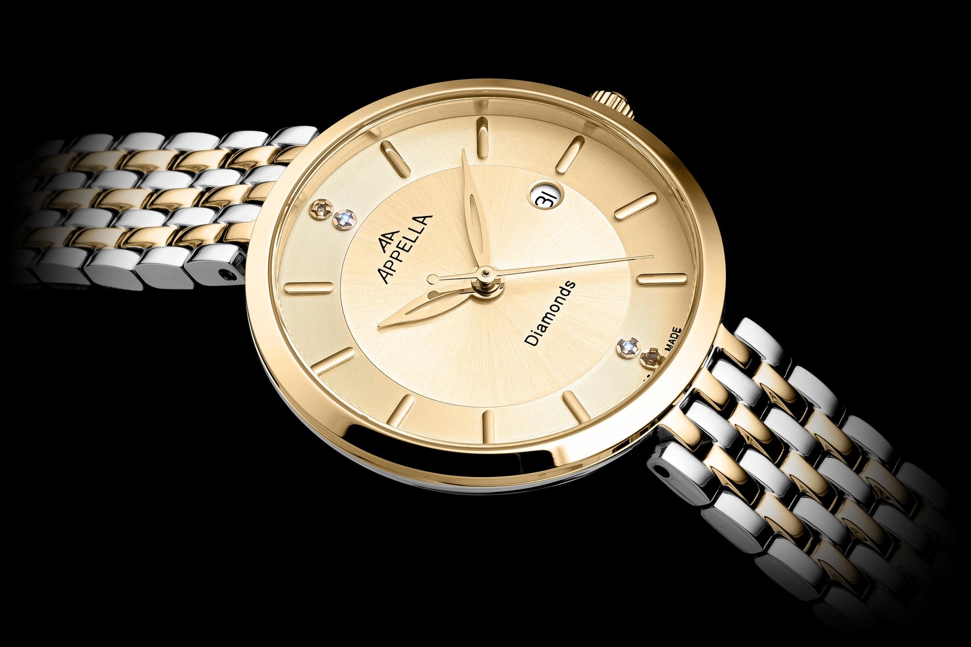 Appella L500132191DQ zegarek złoty klasyczny Diamonds bransoleta - miniatura 5