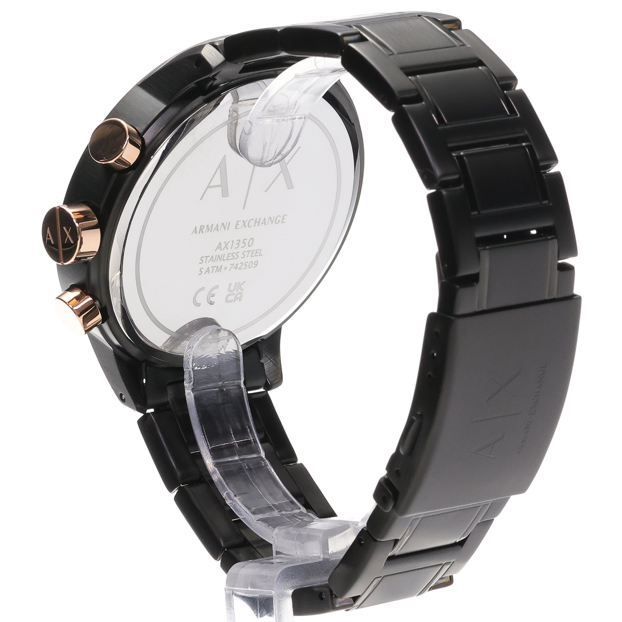 Armani Exchange AX1350 zegarek czarny klasyczny Armani Exchange bransoleta