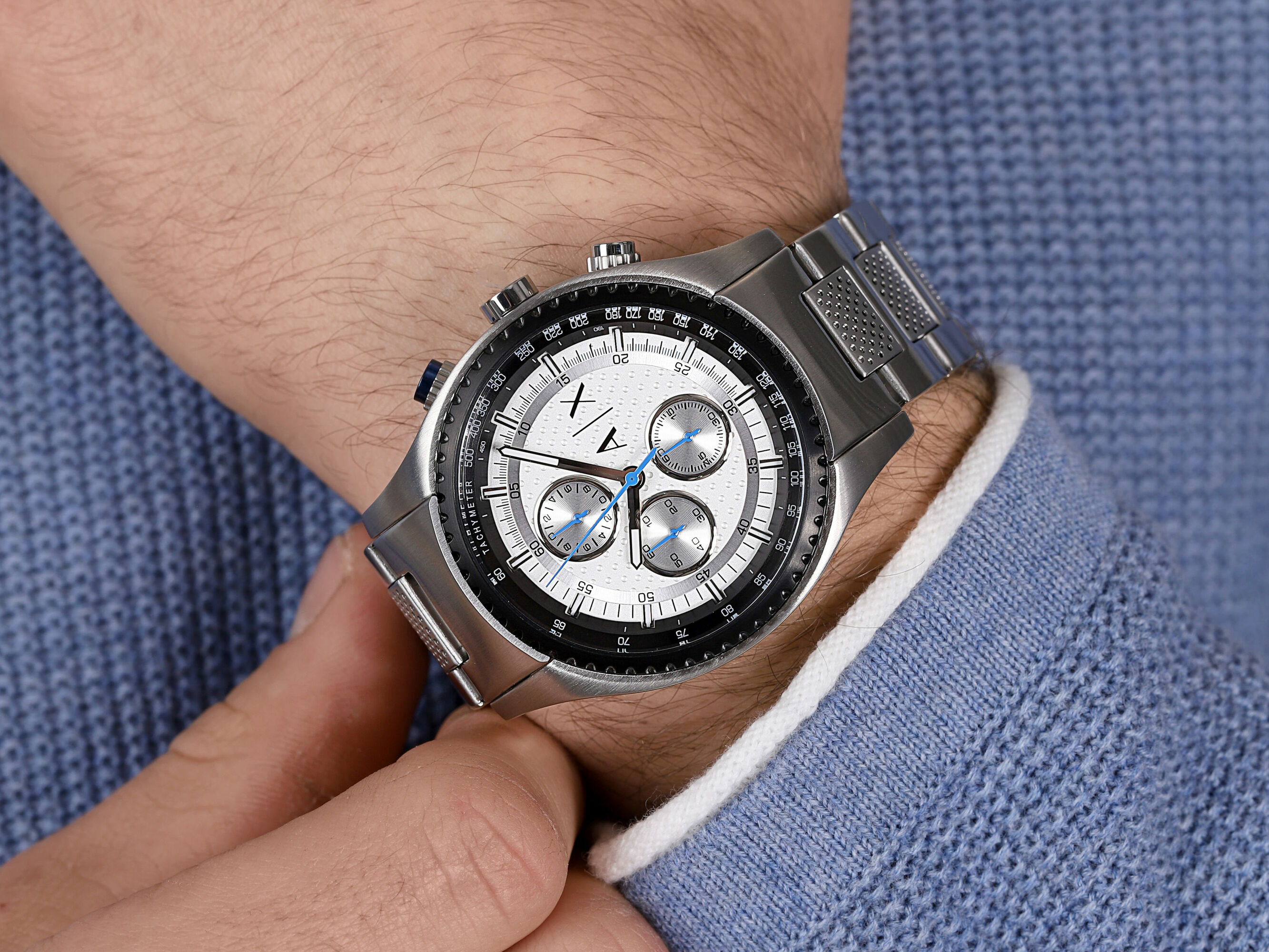 Armani Exchange AX1602 zegarek srebrny sportowy Fashion bransoleta - miniatura 4