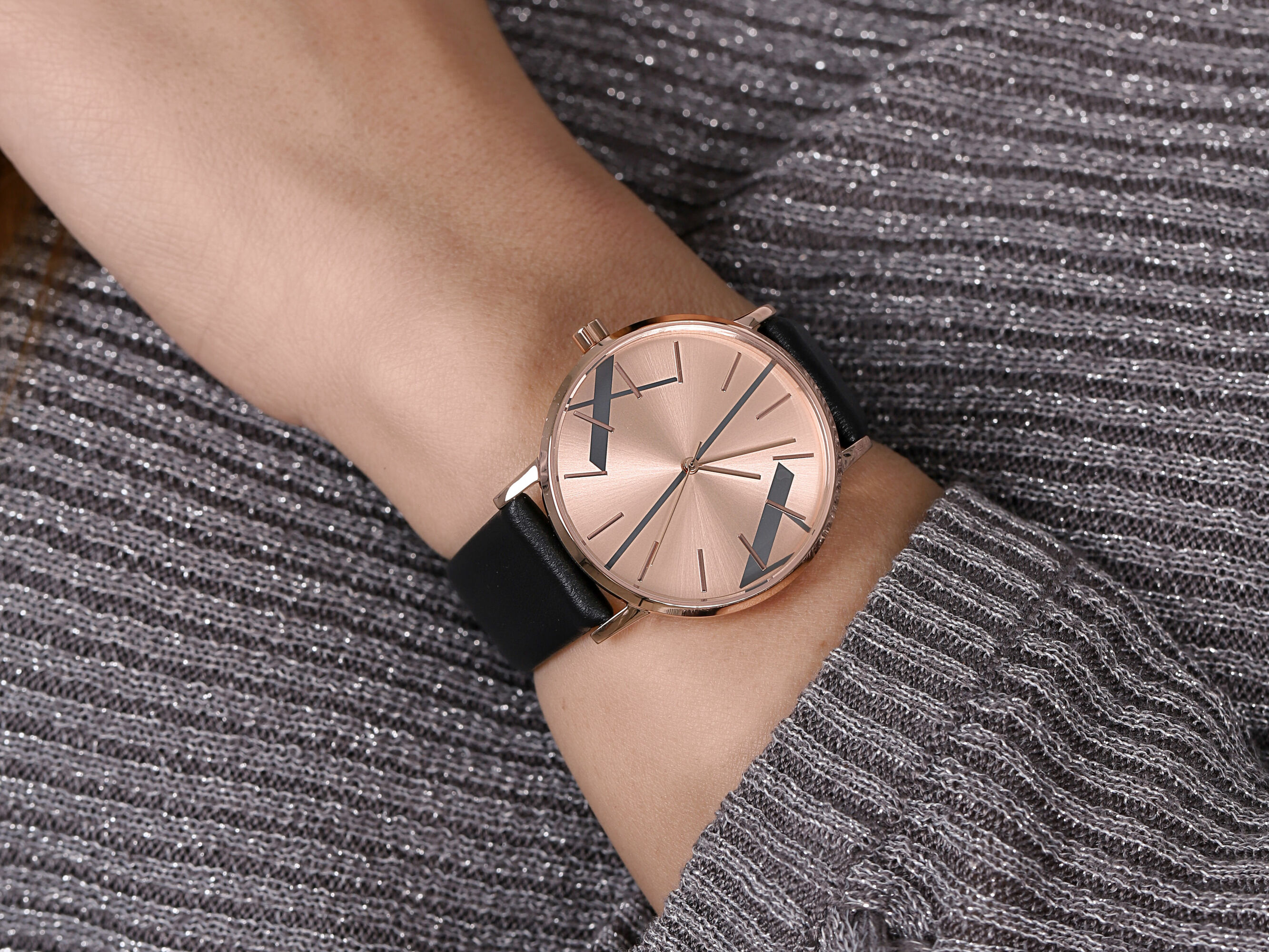 Armani Exchange AX5571 zegarek różowe złoto klasyczny Fashion pasek - miniatura 4