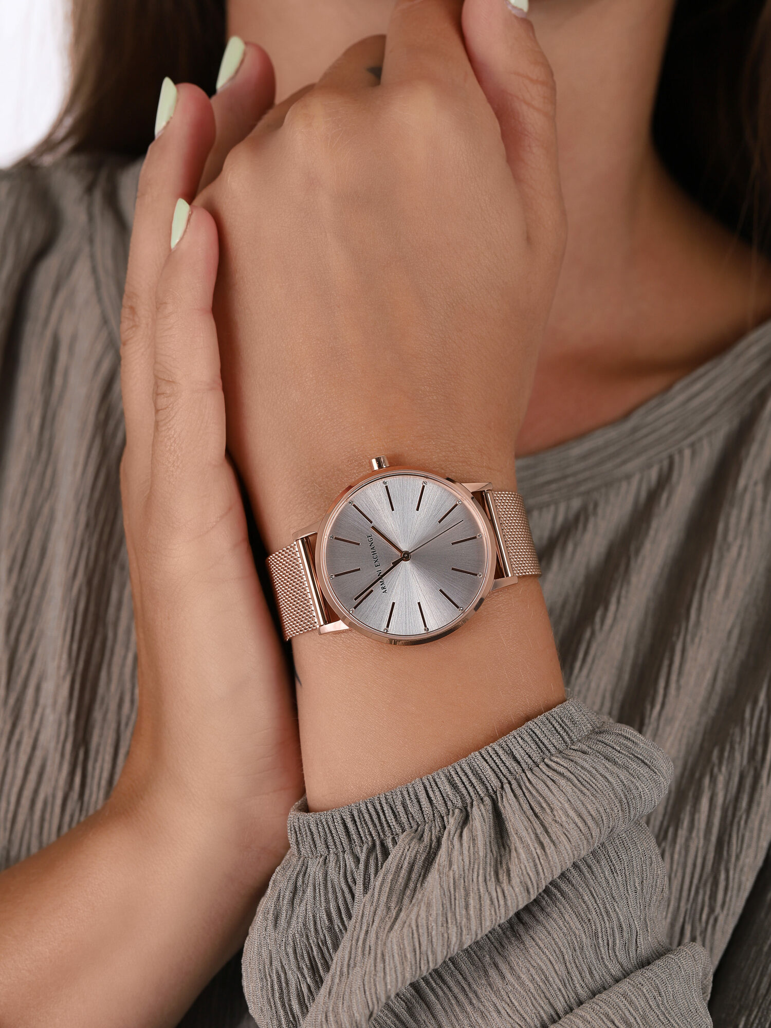 Armani Exchange AX5573 zegarek różowe złoto fashion/modowy Armani Exchange bransoleta - miniatura 3