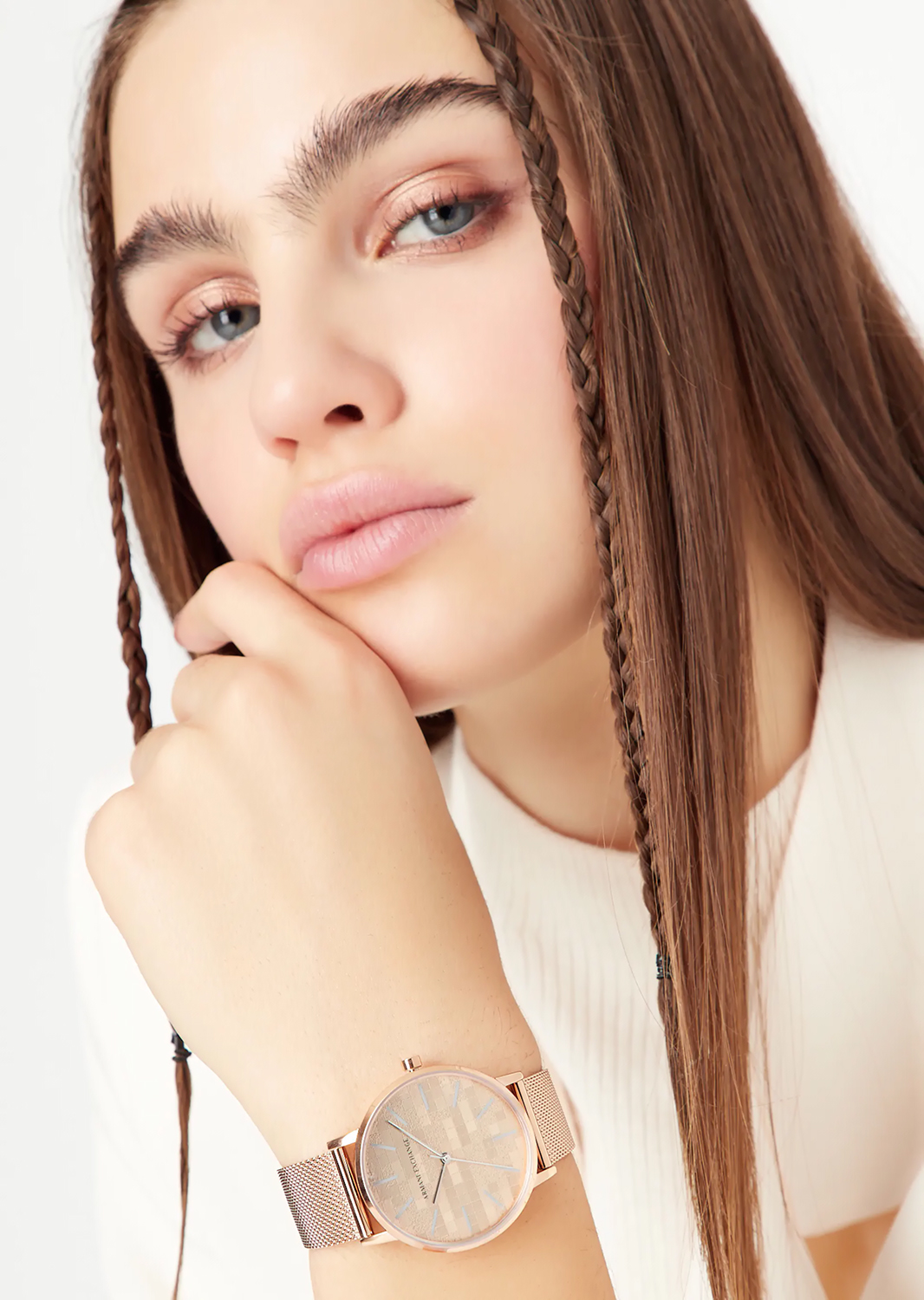 Armani Exchange AX5584 zegarek różowe złoto klasyczny Fashion bransoleta - miniatura 5