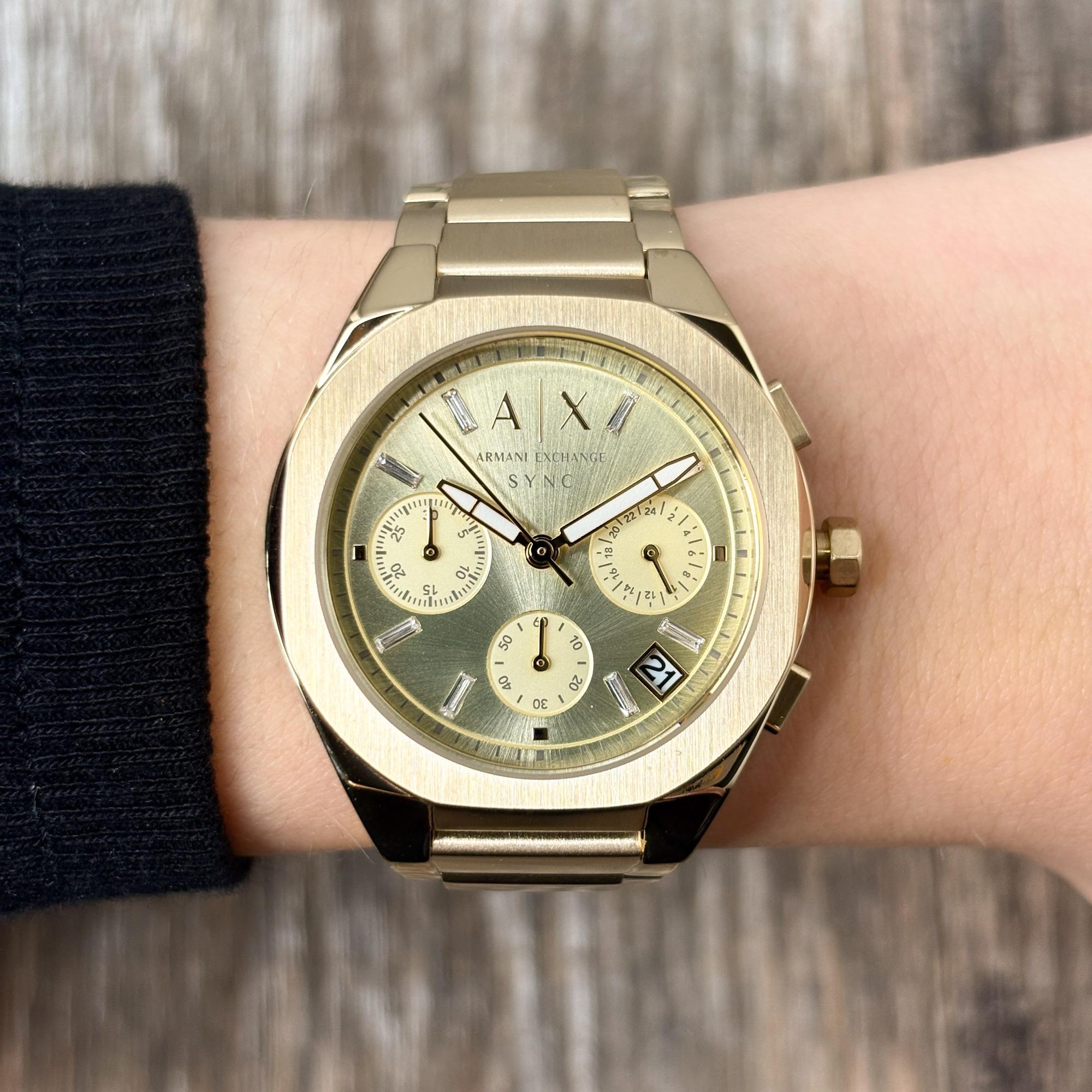 Armani Exchange AX6034 Sync Fashion fashion-modowy zegarek złoty