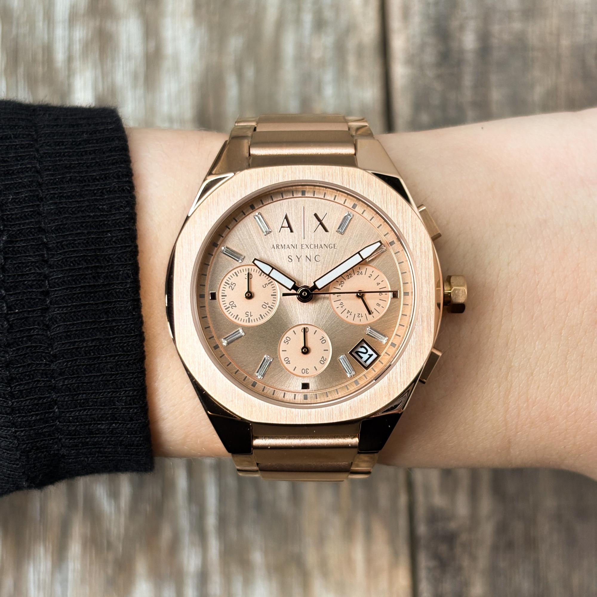 Armani Exchange AX6035 Sync Fashion fashion-modowy zegarek różowe złoto