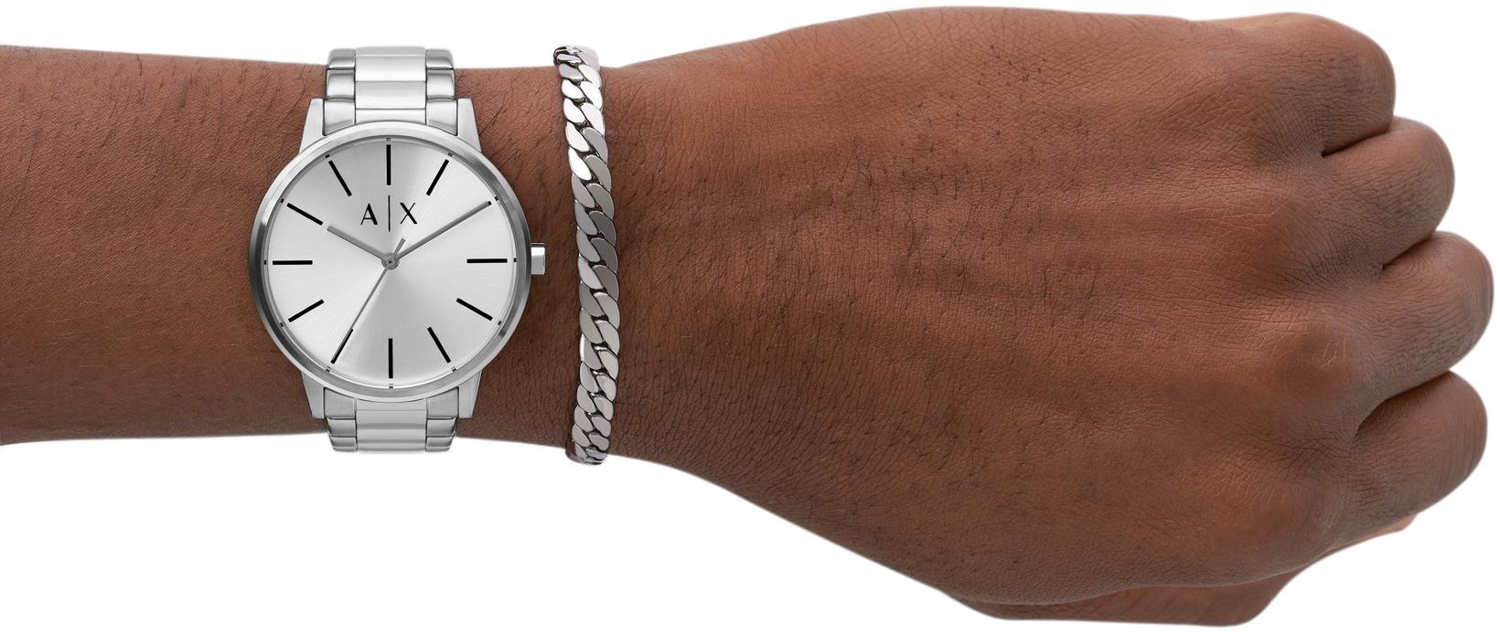 Armani Exchange AX7138SET zegarek srebrny klasyczny Fashion bransoleta - miniatura 5