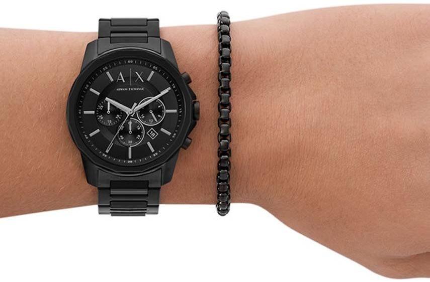 Armani Exchange AX7153SET BANKS GIFT SET Fashion sportowy zegarek czarny - miniatura 9