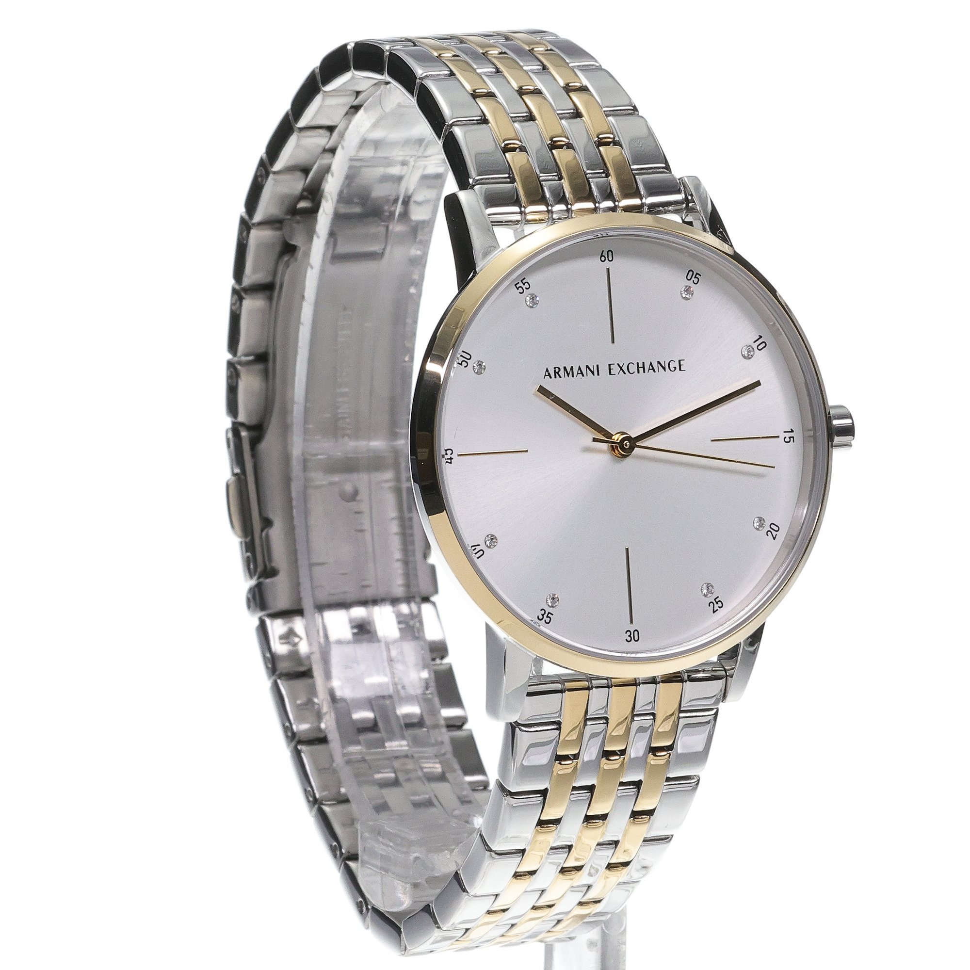Armani Exchange AX7156SET zegarek srebrny klasyczny Fashion bransoleta