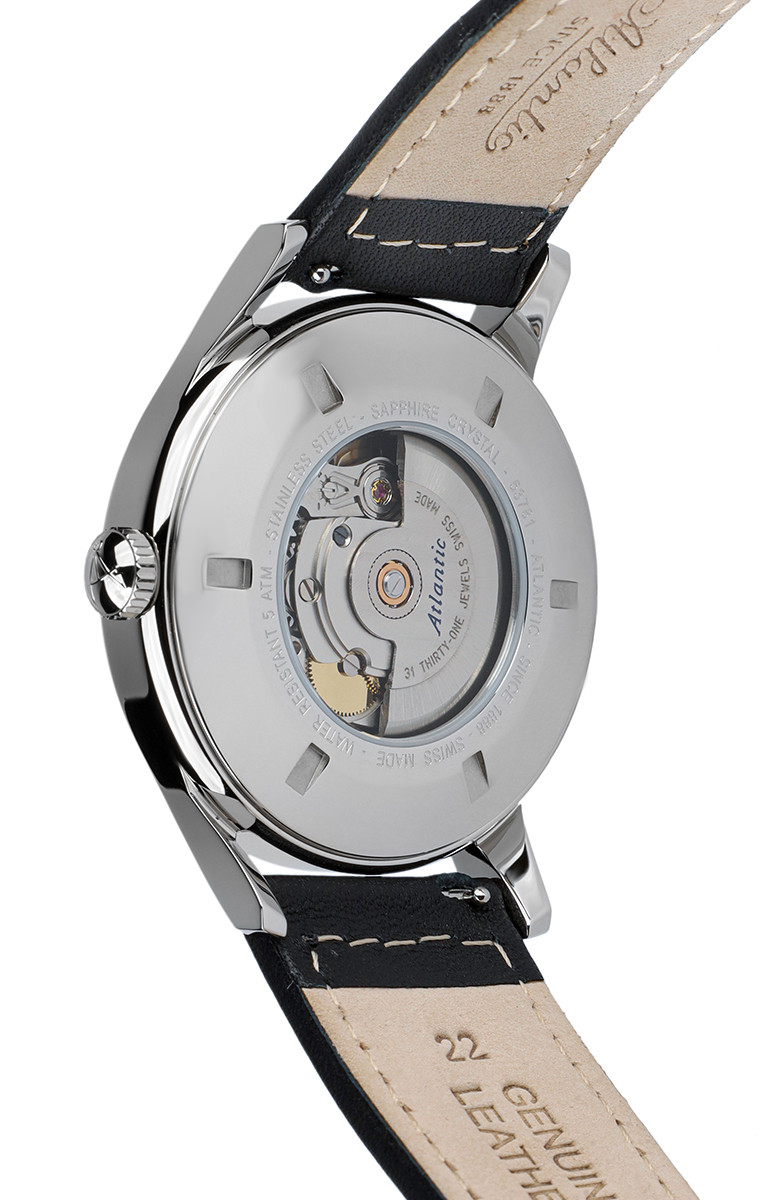 Atlantic 537814163 Worldmaster Regulator Automatic Worldmaster elegancki zegarek srebrny