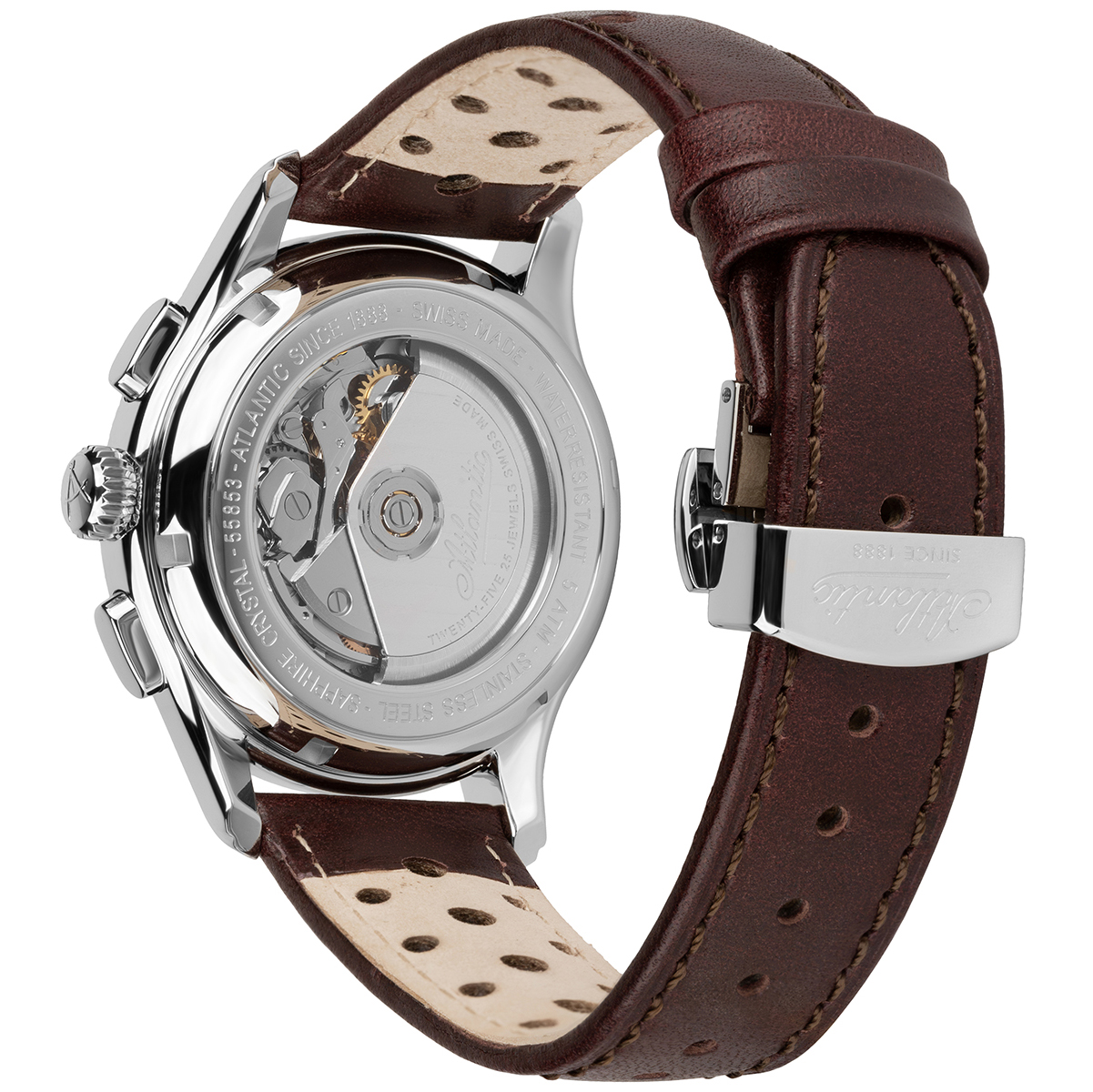 Atlantic 558534195 Worldmaster Prestige Valjoux Chronograph Worldmaster elegancki zegarek srebrny - miniatura 4