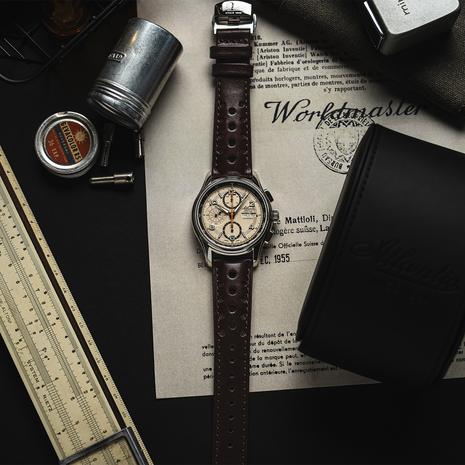 Atlantic 558534195 zegarek srebrny elegancki Worldmaster pasek - miniatura 9