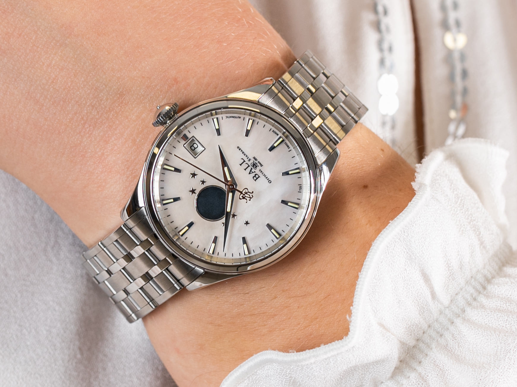 Ball NL3082D-SJ-WH Trainmaster Moon Phase Ladies zegarek klasyczny Trainmaster - miniatura 4