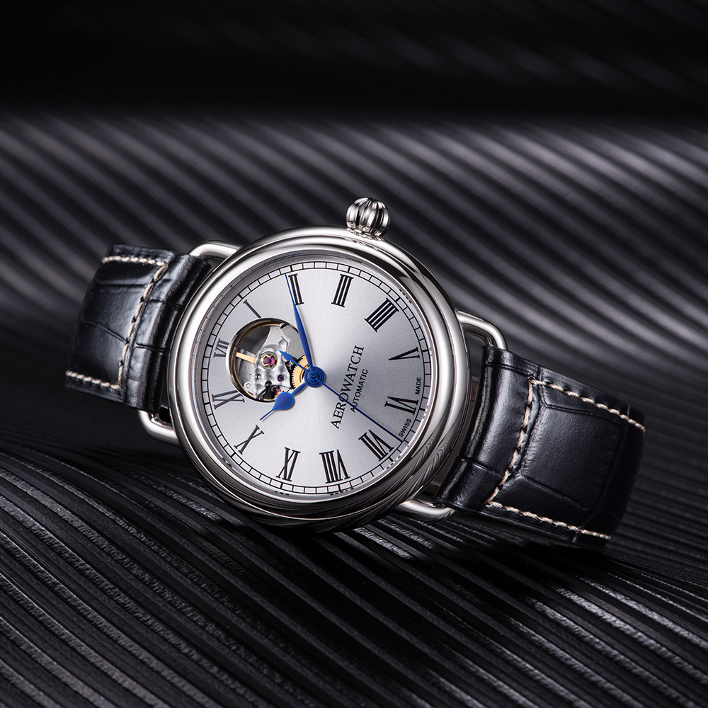 Aerowatch A-68900-AA03 zegarek srebrny klasyczny 1942 pasek - miniatura 5