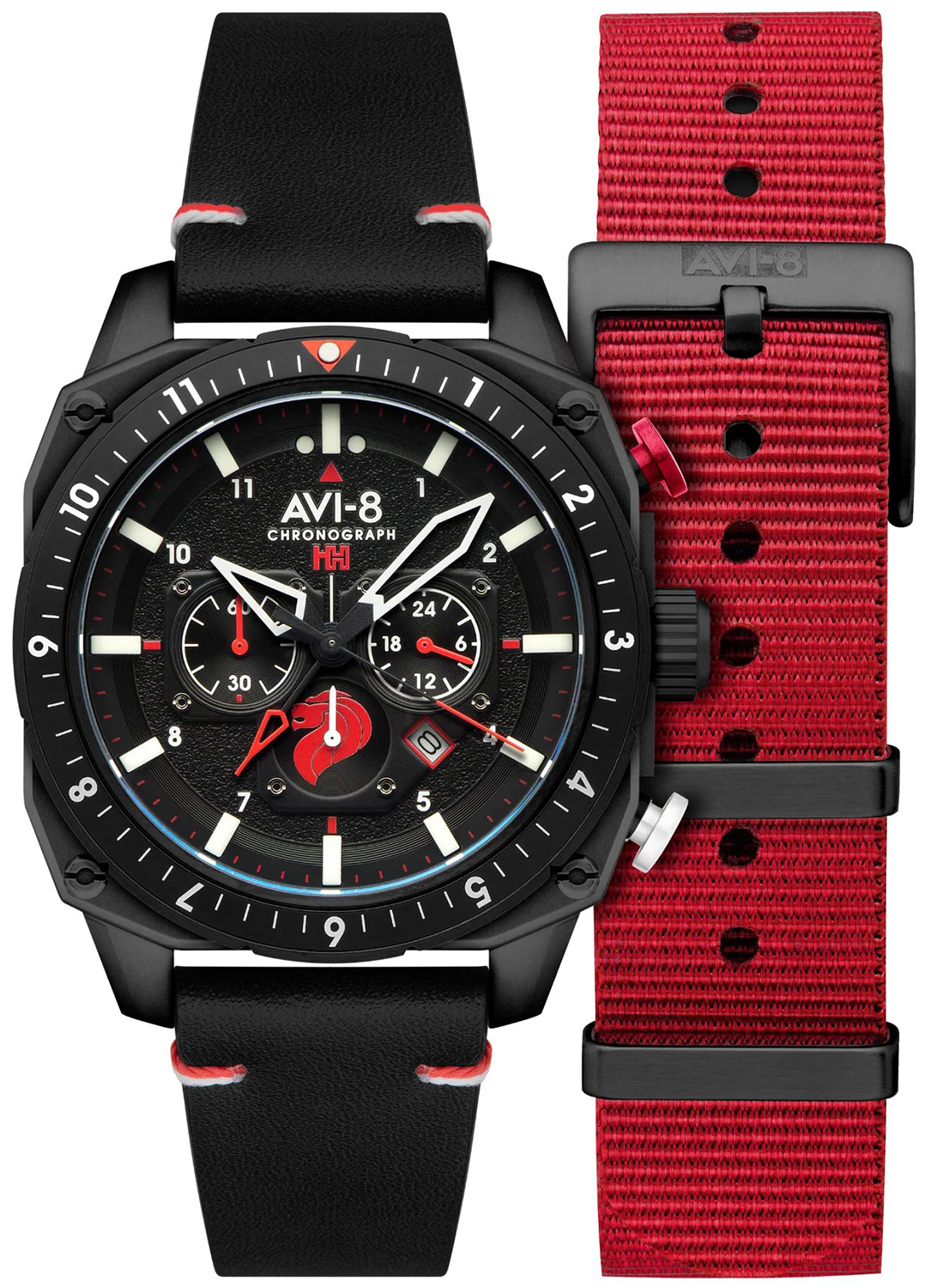 AVI-8 HAWKER HUNTER ATLAS DUAL TIME CHRONOGRAPH SINGAPORE AIR FORCE LIMITED EDITION AV-4100-0A