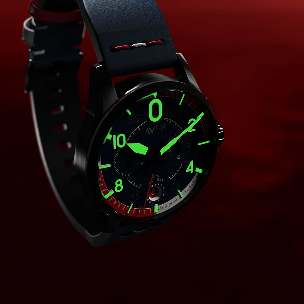 AVI-8 AV-4105-01 SPITFIRE P8331 LAGUNA CHRONOGRAPH LIMITED EDITION Spitfire lotniczy zegarek czarny