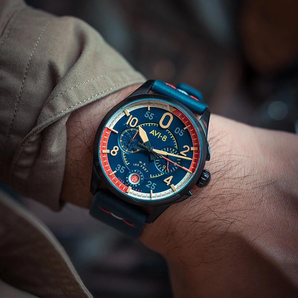 AVI-8 AV-4105-01 Spitfire SPITFIRE P8331 LAGUNA CHRONOGRAPH LIMITED EDITION zegarek męski lotniczy mineralne