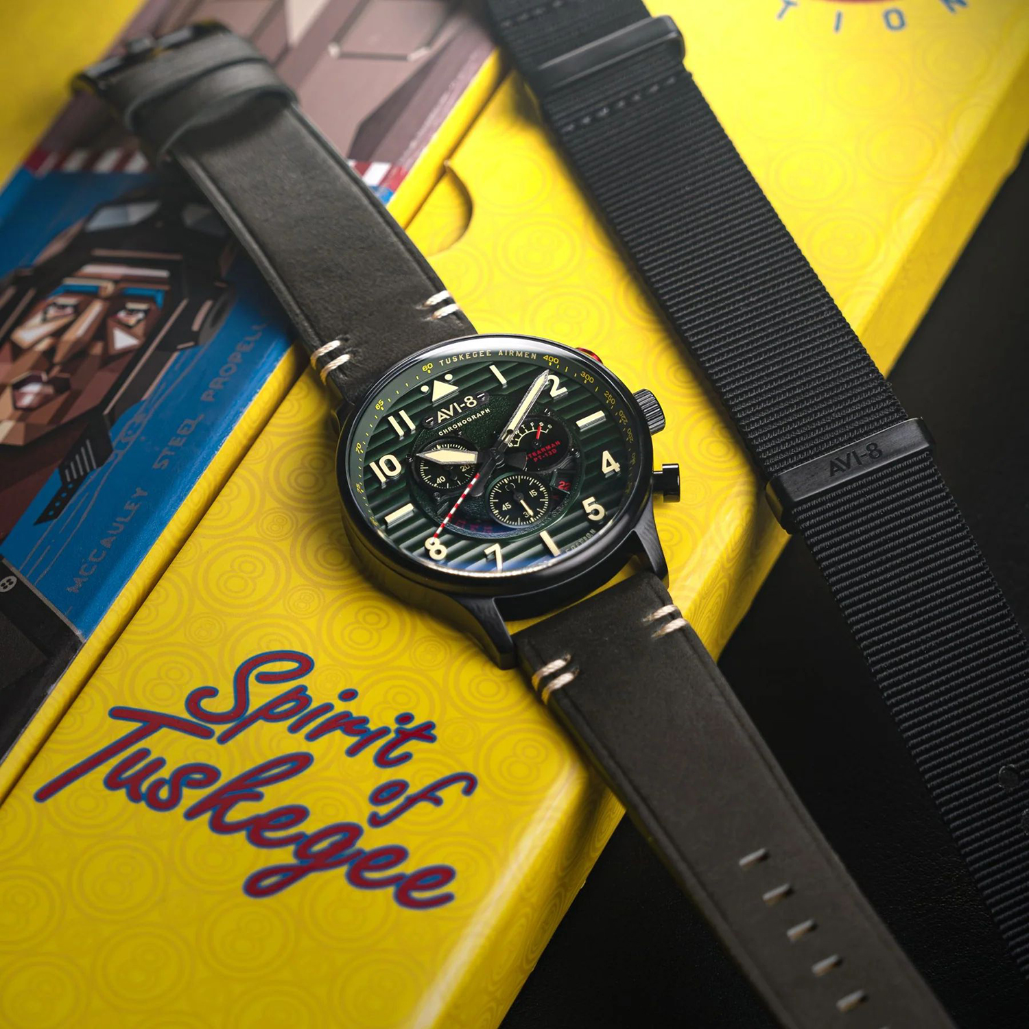 AVI-8 AV-4109-04 Flyboy SPIRIT OF TUSKEGEE CHRONOGRAPH LIMITED EDITION zegarek męski - miniatura 6