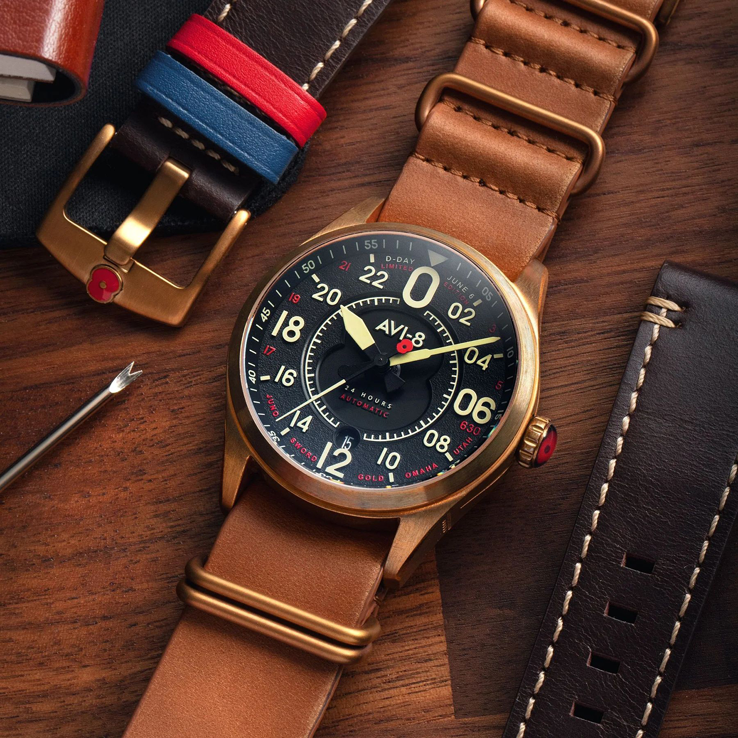 AVI-8 AV-4116-RBL-01 SPITFIRE D-DAY 80 ROYAL BRITISH LEGION 24 HOUR AUTOMATIC BRONZE LIMITED EDITION Spitfire zegarek - miniatura 2