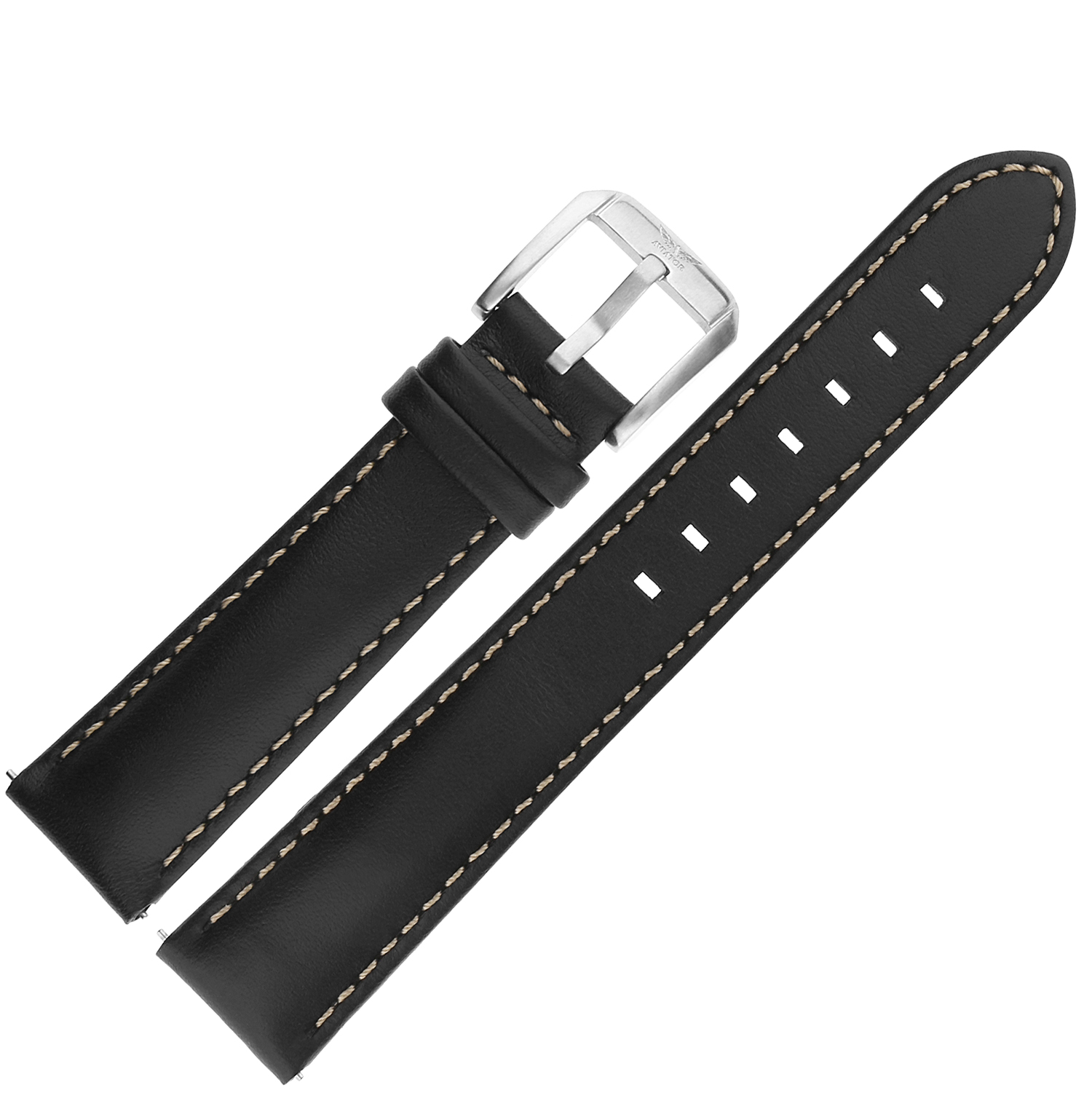  Aviator Pasek Airacobra GMT Skóra (V.1.37.0) 19 mm - Czarny z szarym przesz. mat. kl. 