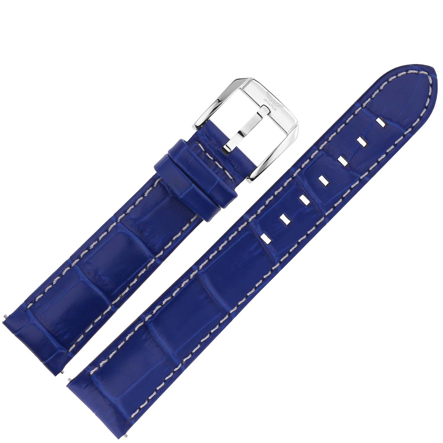  Aviator Pasek Airacobra GMT Skóra (V.1.37.0) 19 mm - Niebieski croco z białym p. błyszcz. kl. 