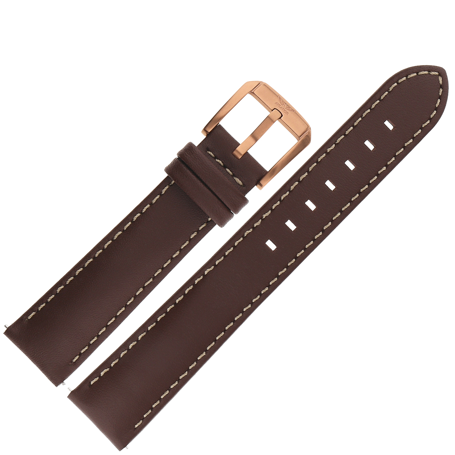  Aviator Pasek Airacobra GMT Skóra (V.1.37.8) 19 mm - Brązowy z szarym p. mat. kl. 