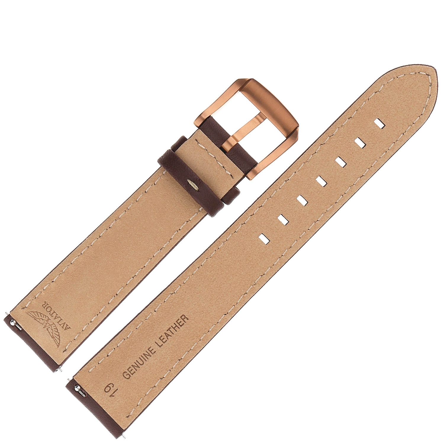 Aviator Pasek Airacobra GMT Skóra V1378 19 mm - Brązowy z szarym p mat kl pasek do zegarka - miniatura 2