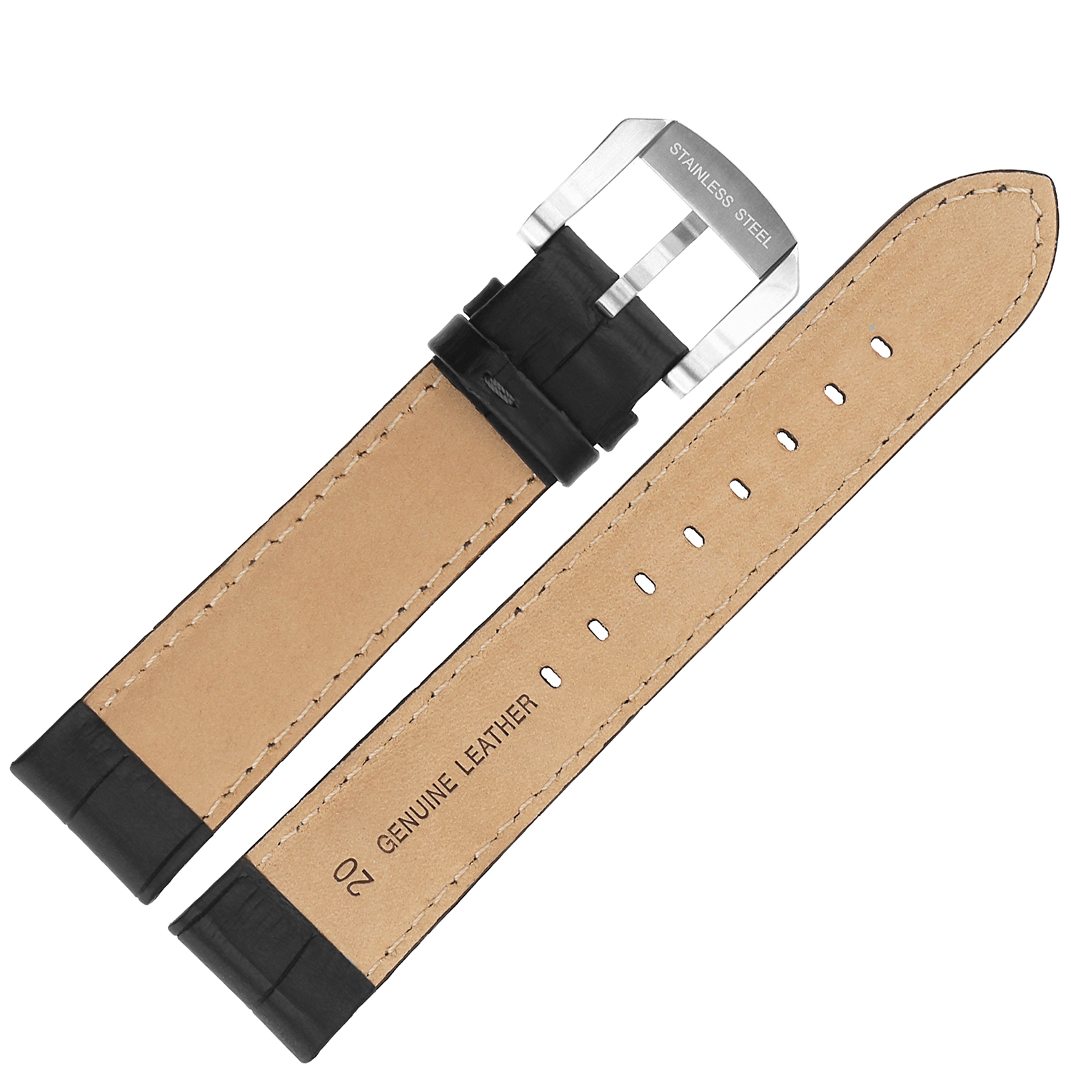 Aviator Pasek Airacobra P42 Skóra V122 20 mm - Czarny matowa kl pasek do zegarka - miniatura 2