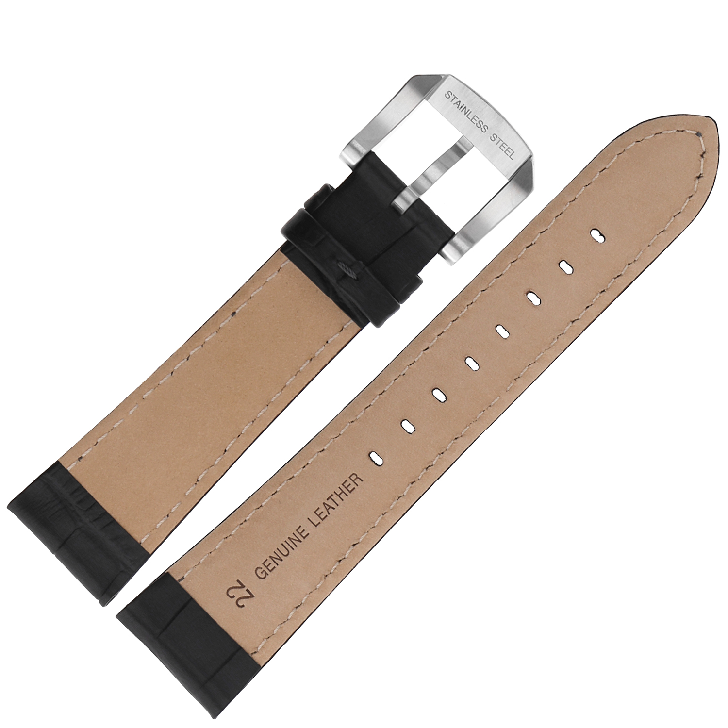 Aviator Pasek Airacobra P45 Skóra V225 22 mm - Czarny matowa kl pasek do zegarka - miniatura 2