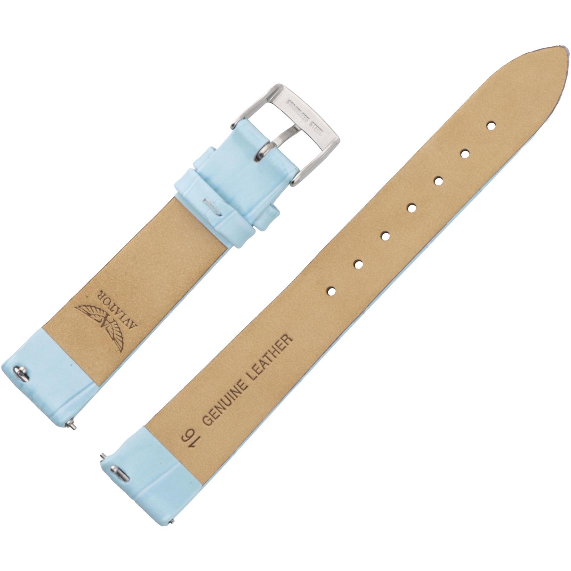 Aviator Pasek Ladies Moonflight Skóra V1330 16 mm - Jasny niebieski błyszcząca kl pasek do zegarka - miniatura 2