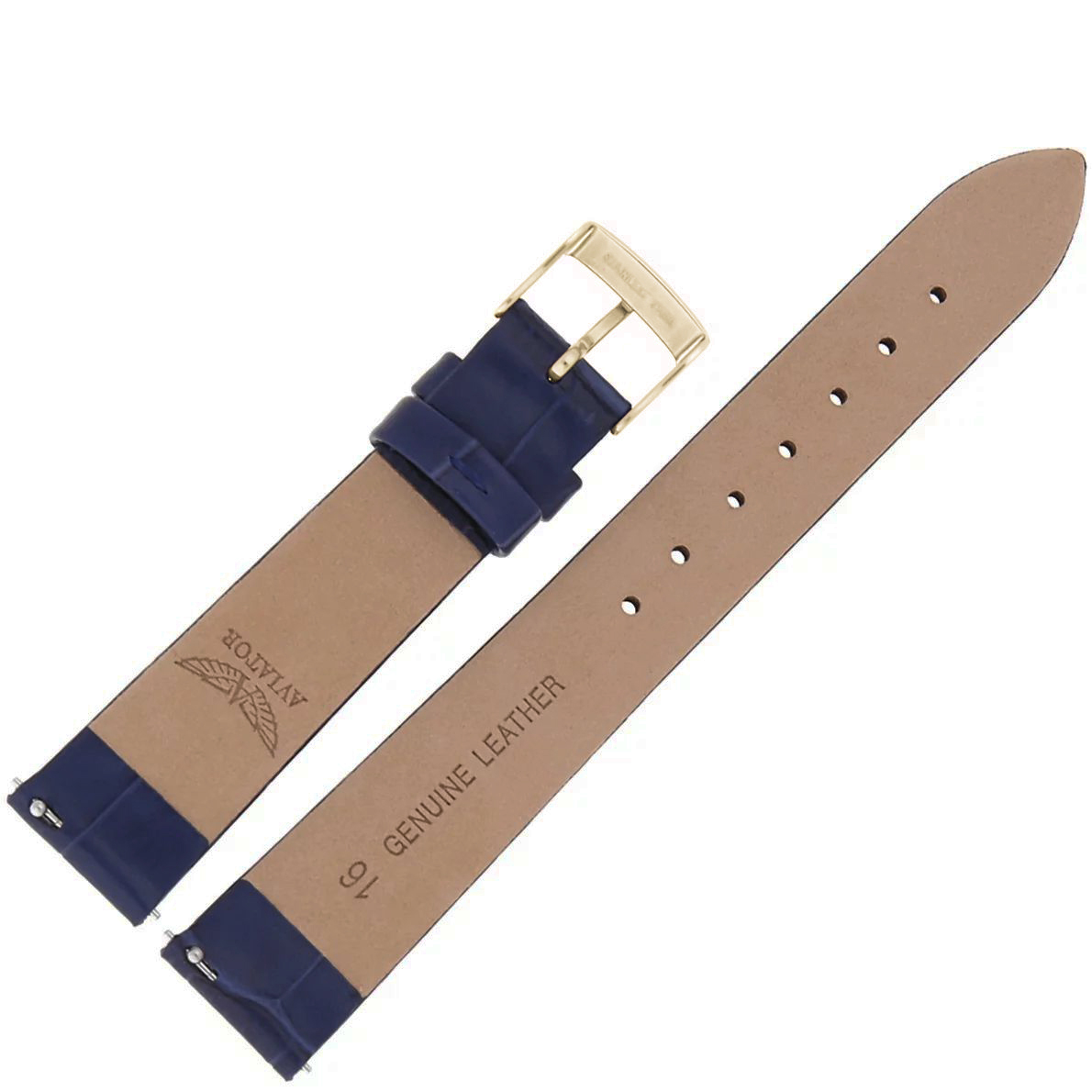 Aviator Pasek Ladies Moonflight Skóra V1331 16 mm - Niebieski złota kl pasek do zegarka - miniatura 2