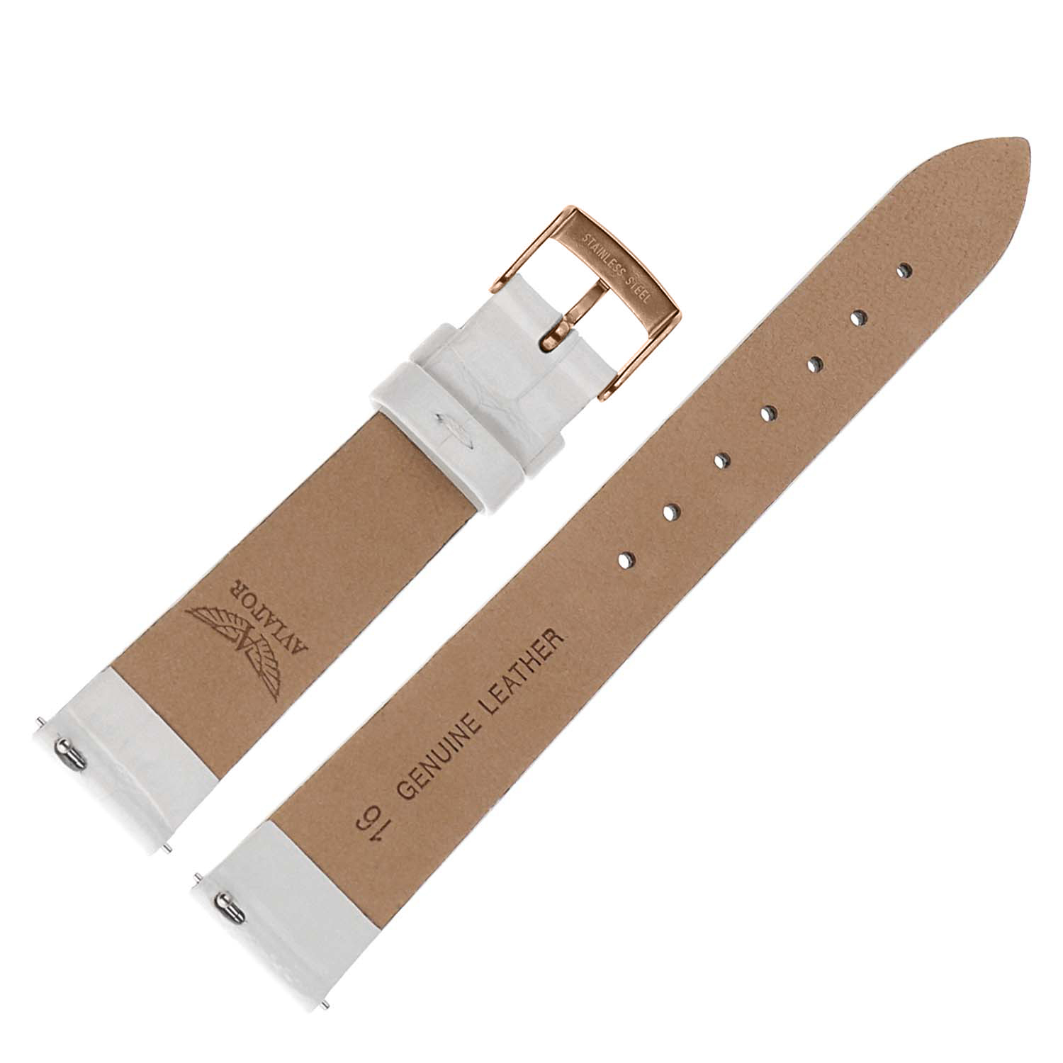 Aviator Pasek Ladies Moonflight Skóra V1332 16 mm - Biały różówa kl pasek do zegarka - miniatura 2