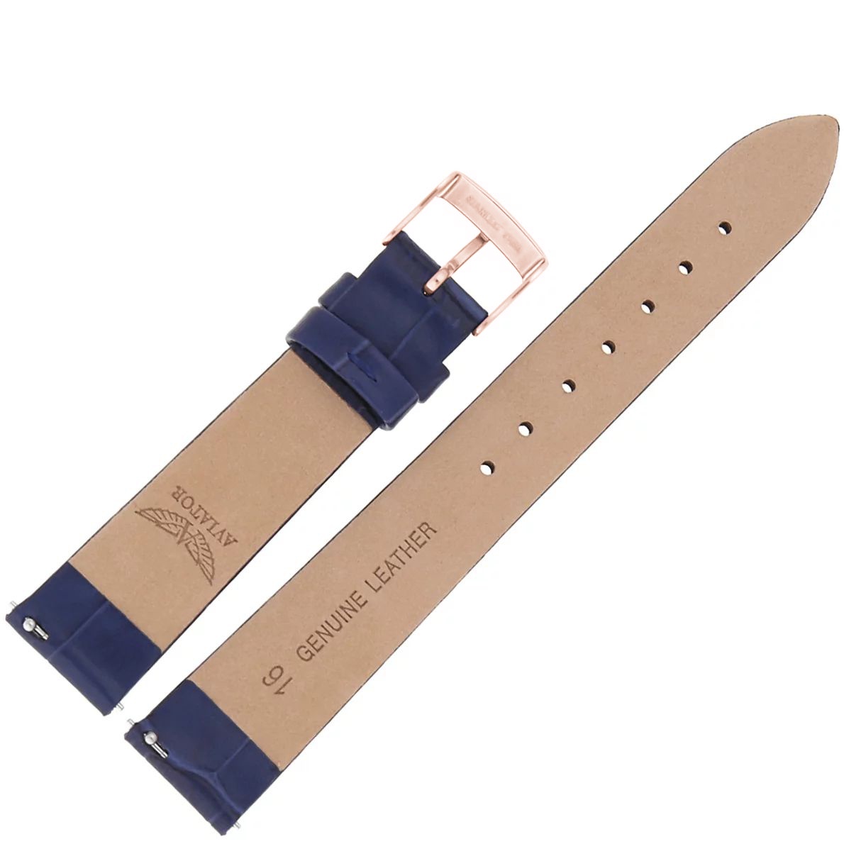 Aviator Pasek Ladies Moonflight Skóra V1332 16 mm - Niebieski różowa kl pasek do zegarka - miniatura 2