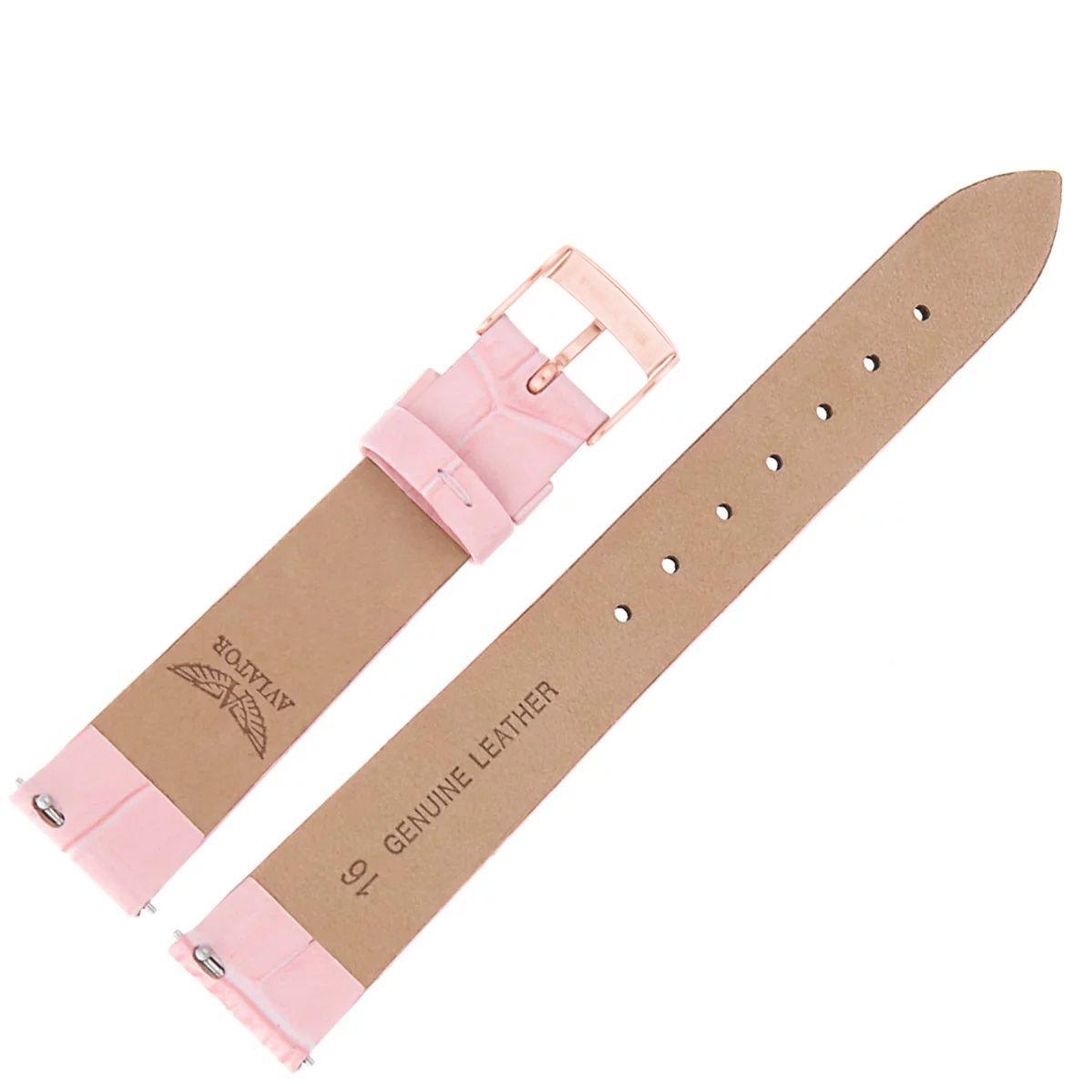 Aviator Pasek Ladies Moonflight Skóra V1332 16 mm - Różowy różowa kl pasek do zegarka - miniatura 2
