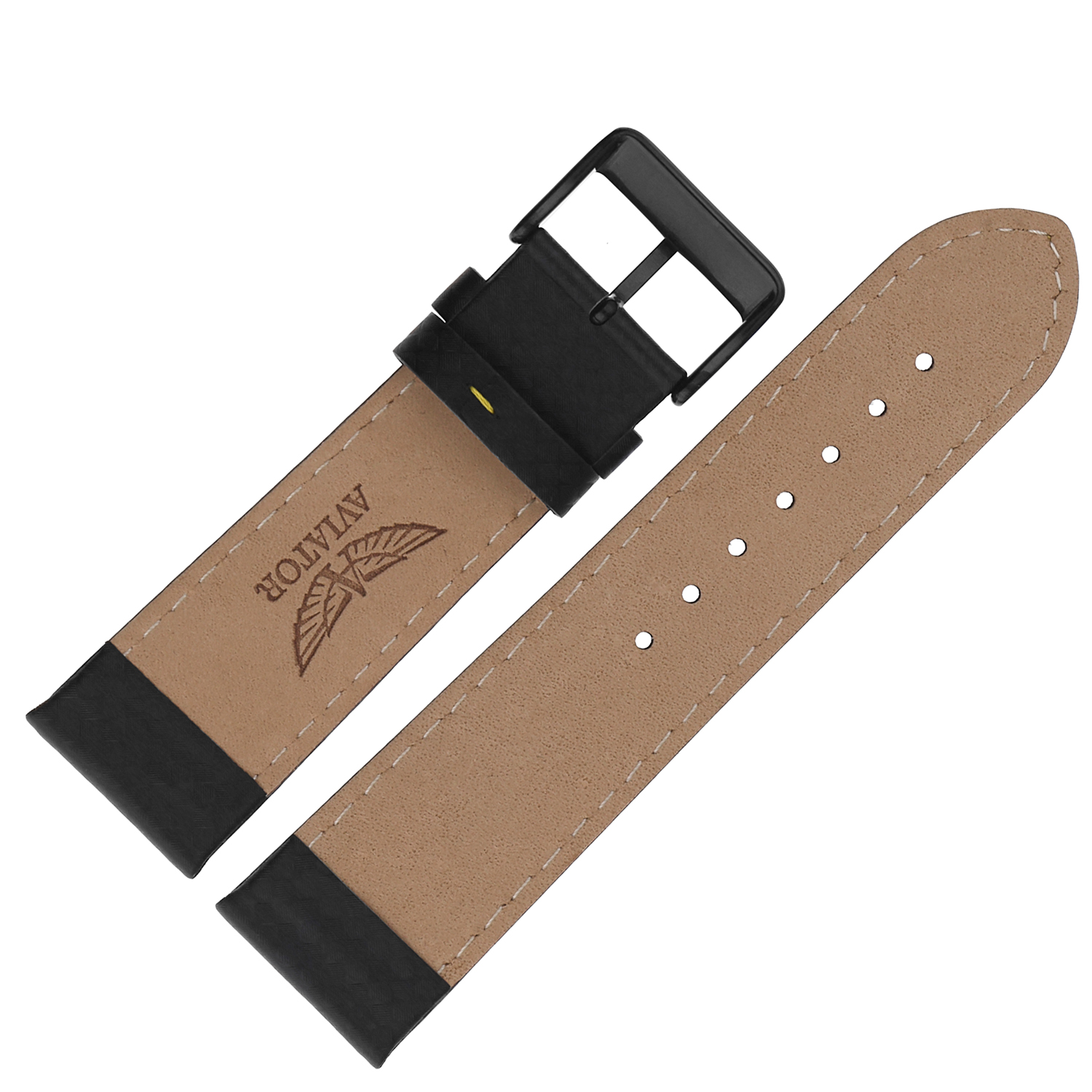 Aviator Pasek MIG-35 Carbon M21951444 23 mm - Czarny czarna kl pasek do zegarka - miniatura 2