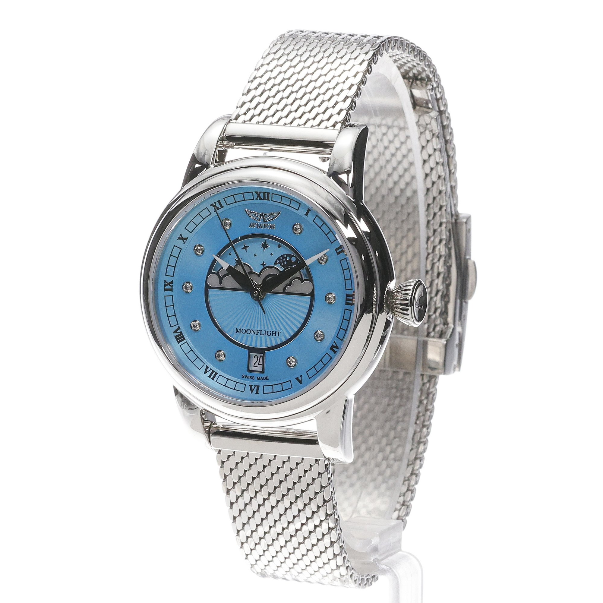 Aviator V13303595 Douglas Moonflight Ice Blue Diamonds Douglas Moonflight klasyczny zegarek srebrny - miniatura 2