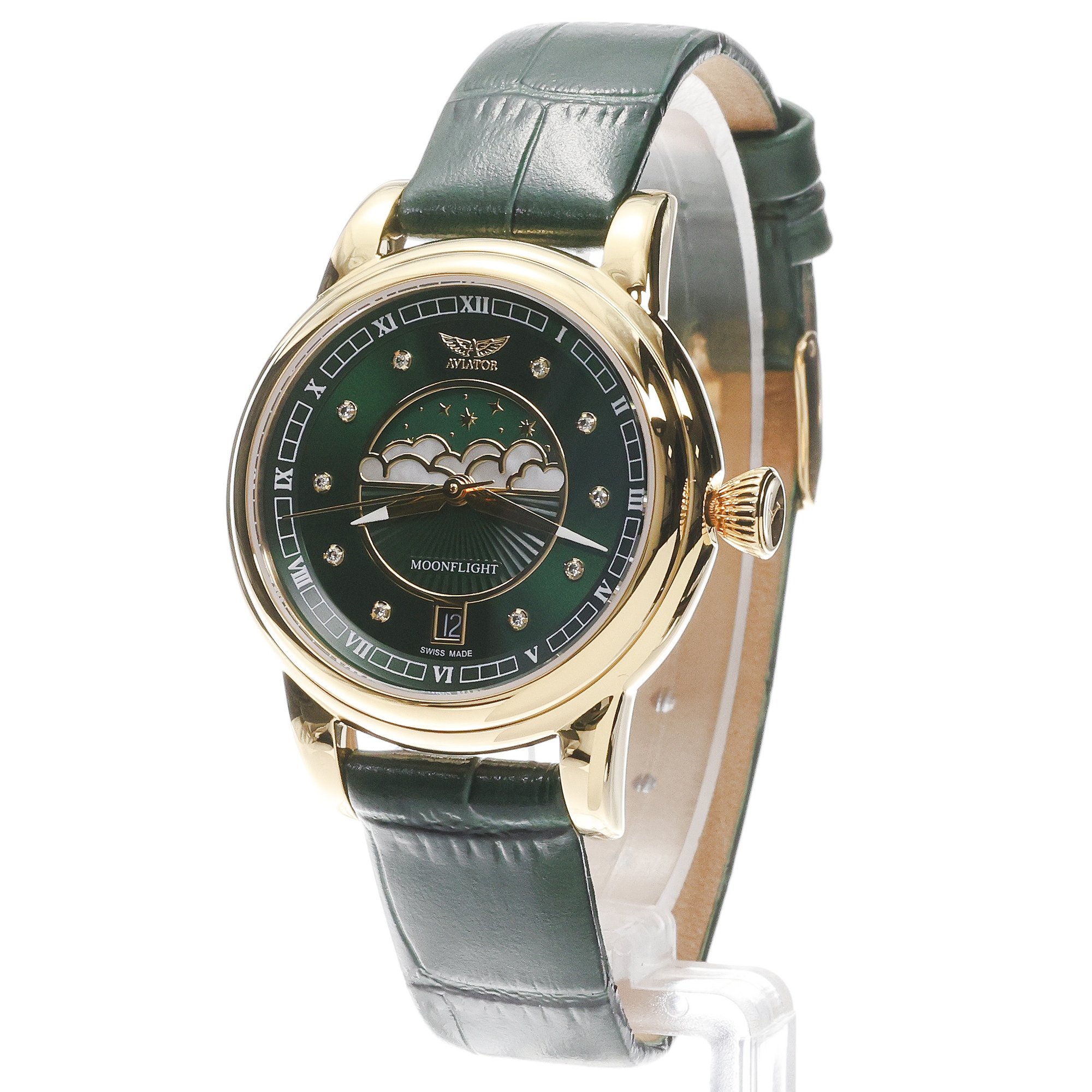 Aviator V13313914 PL Moonflight Diamond Polska Edycja Douglas Moonflight klasyczny zegarek złoty - miniatura 2