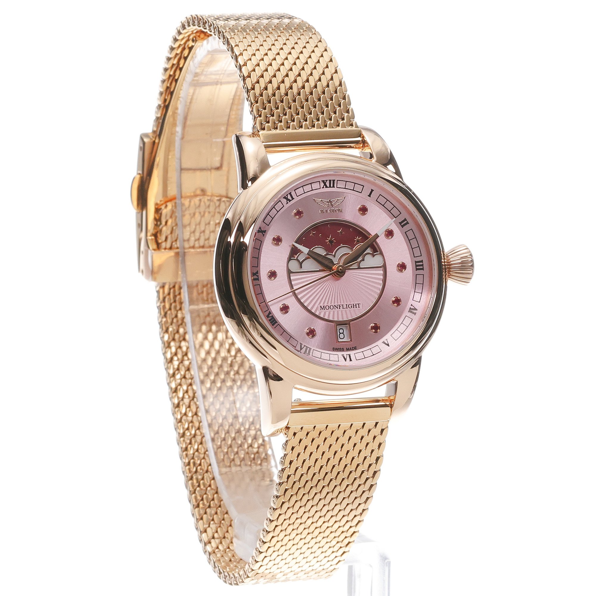 Aviator V13324185 Douglas Moonflight Gemstone Edition Pink Red Ruby zegarek klasyczny Douglas Moonflight