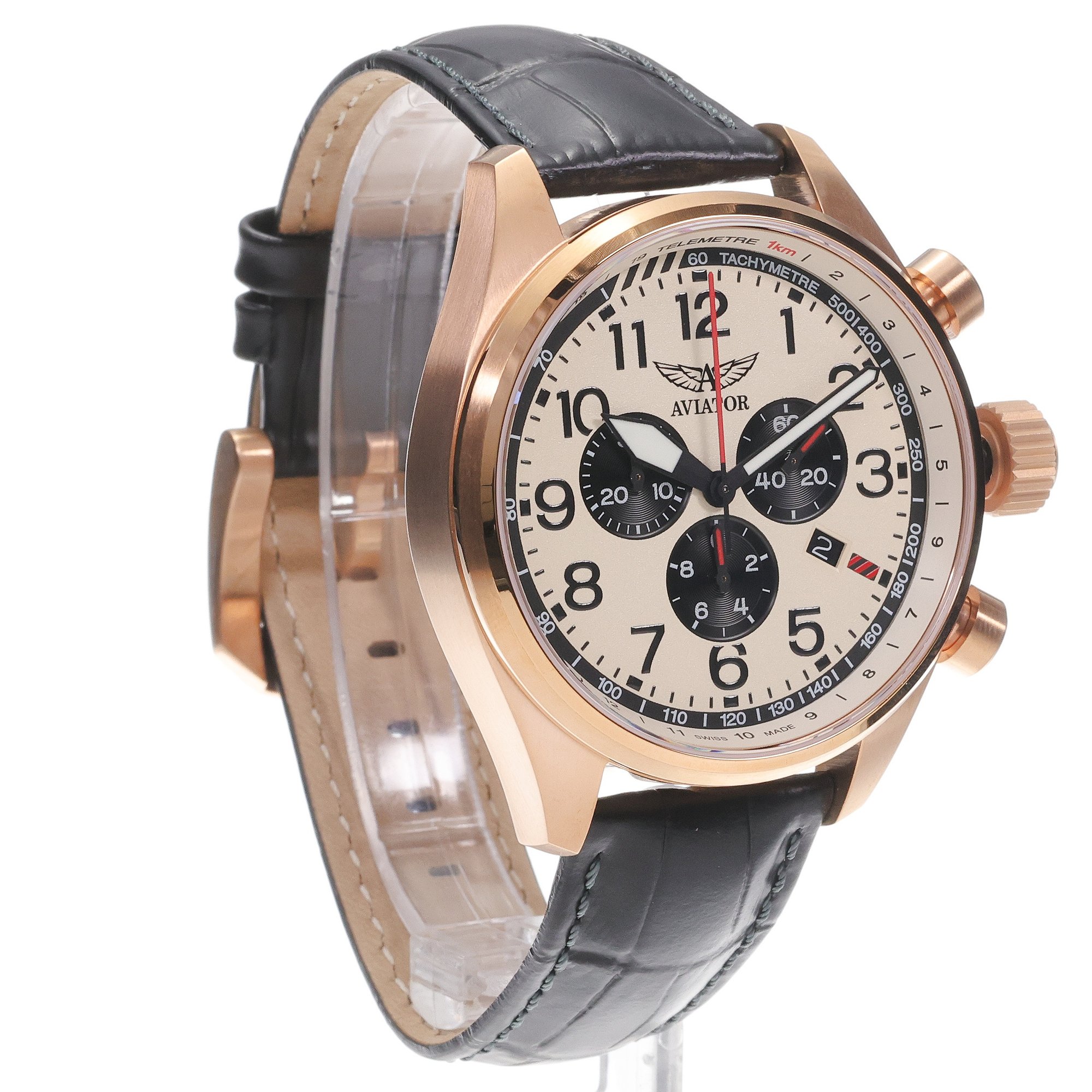 Aviator V22521734 AIRACOBRA P45 CHRONO Airacobra klasyczny zegarek różowe złoto