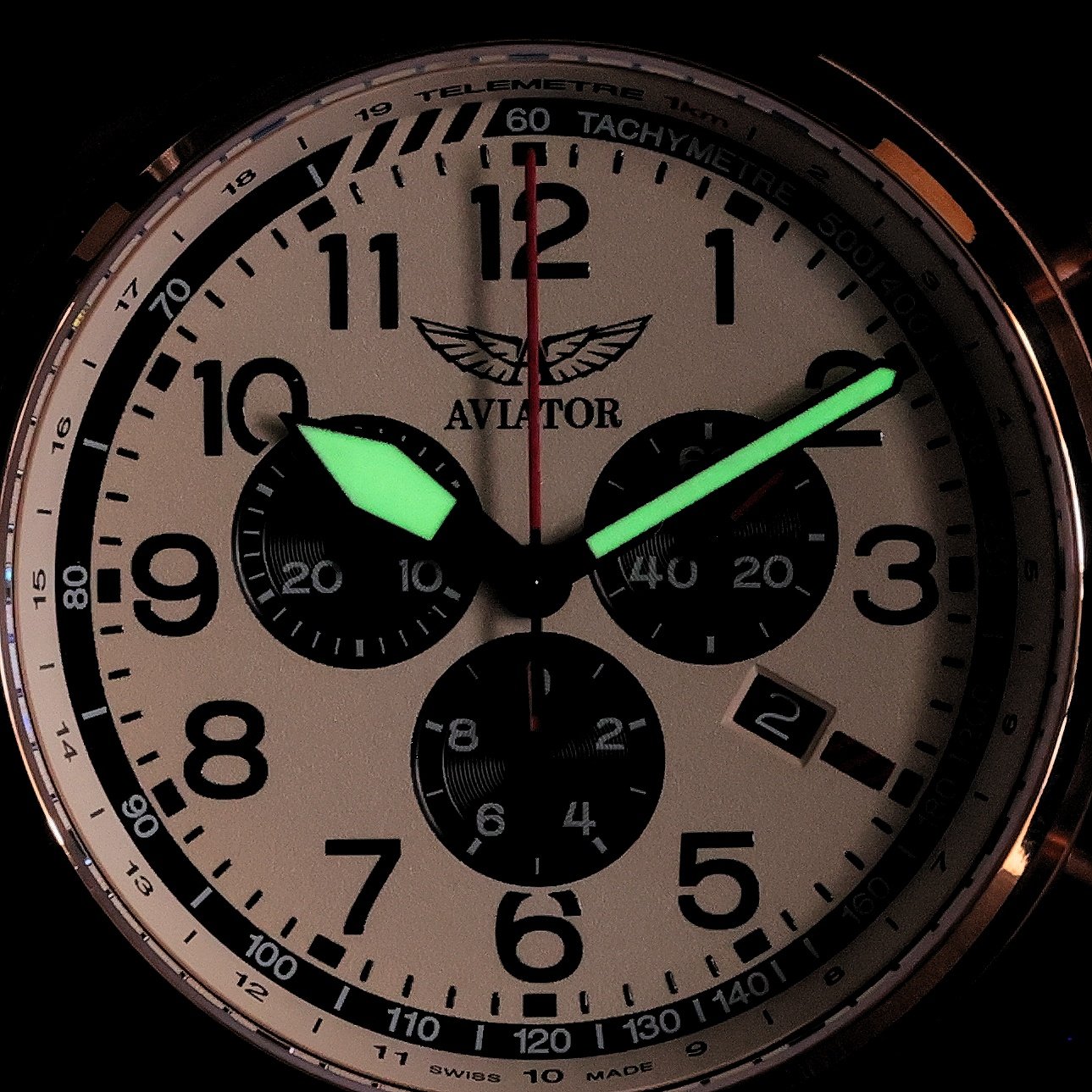 Aviator V22521734 zegarek męski Airacobra różowe złoto