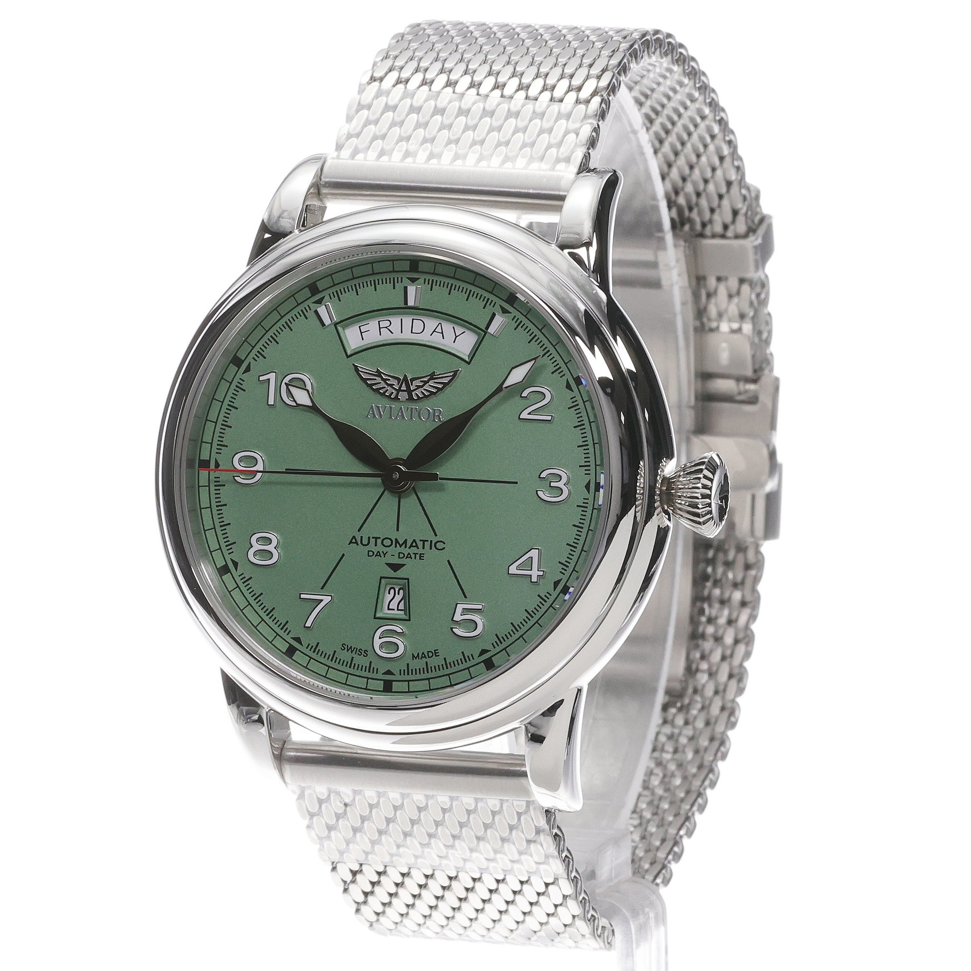 Aviator V34404035 Douglas DC-3 Day-Date 45 Pistachio zegarek klasyczny Douglas